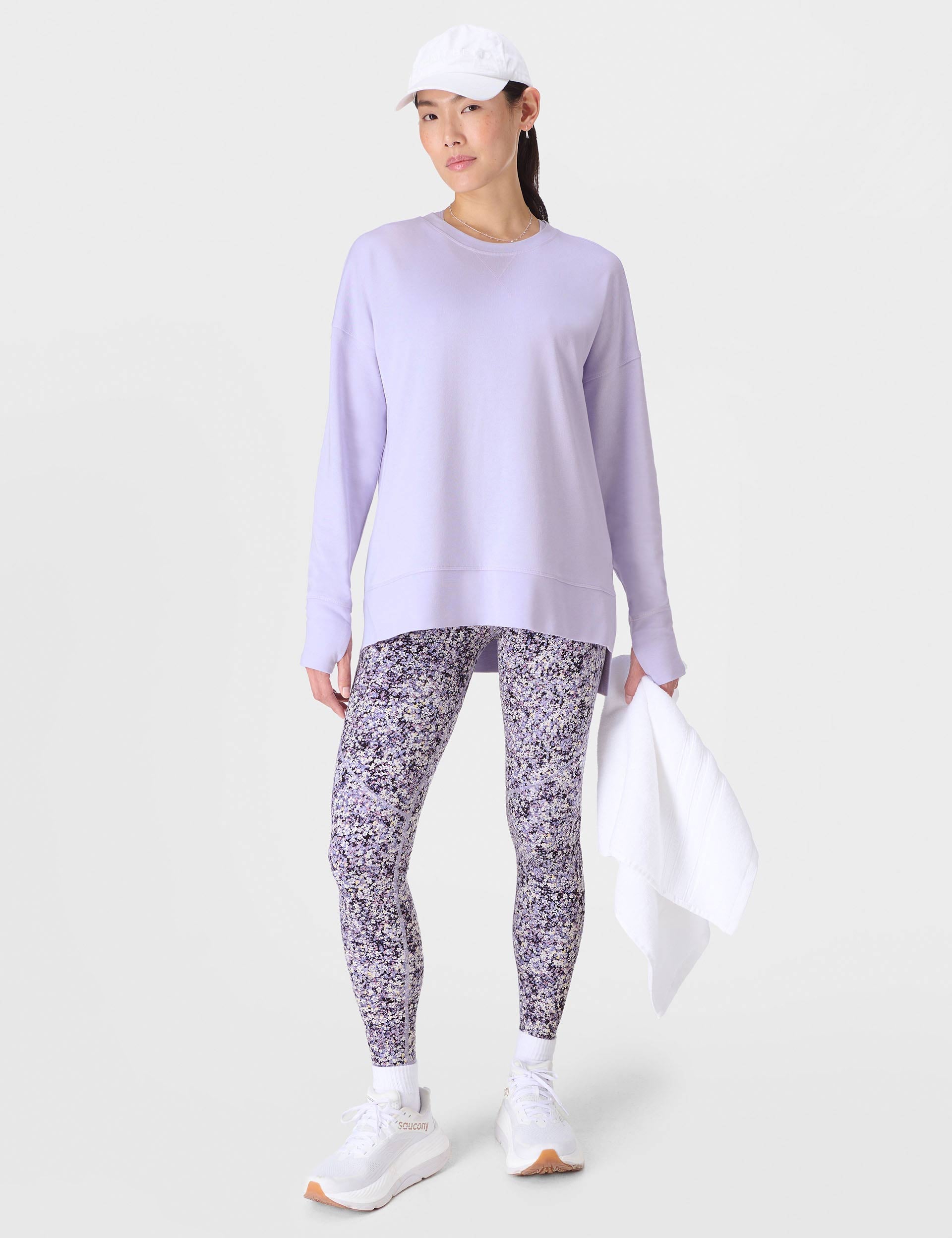After Class Longline Sweatshirt for Women - Heather Purple | Comfortable Oversized Pullover for Casual Wear, Lounge & Street Style