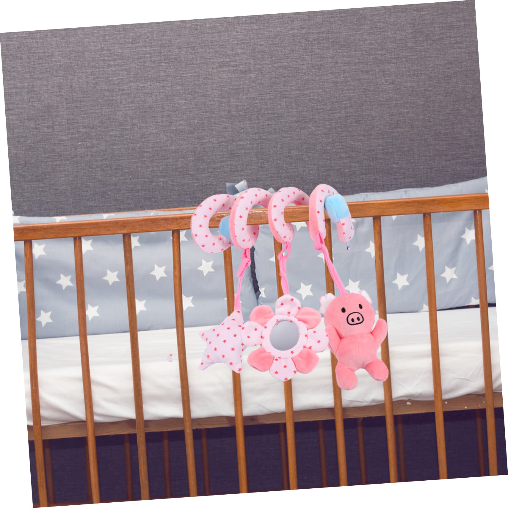 CORHAD Soft Plush Stroller Hanging Toy for Babies & Toddlers - Pink Short Stuffed Animal Crib Toy for Newborns, Infants - Perfect for Strollers, Car Seats & Nursery Decor