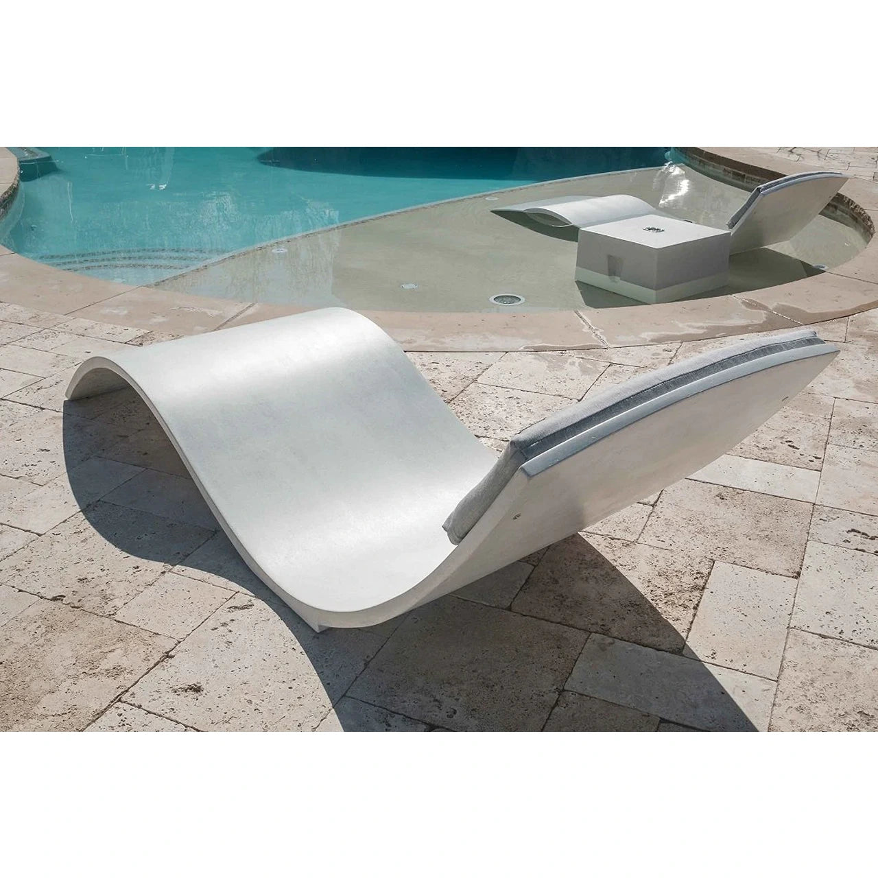 Premium Concrete Chaise Lounge Poolside - Durable Outdoor Pool Lounger for Relaxing by the Swimming Pool, Perfect for Backyard, Resort, and Beach Use