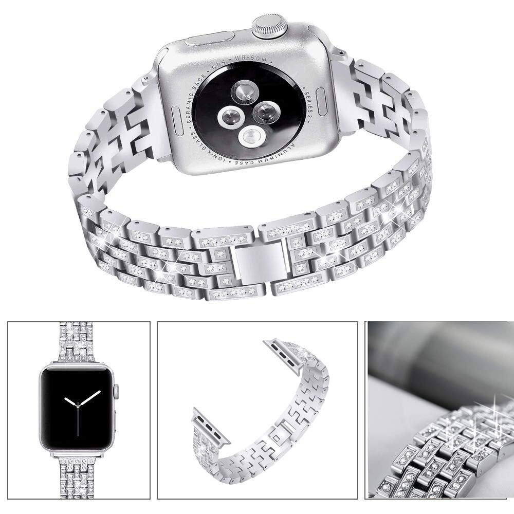 BestMin Bands Compatible with Apple Watch 38mm 40mm 42mm 44mm - Luxury Rhinestone Strap for iWatch Series 6/5/4/3/2/1 & SE - Elegant Replacement Wristband for Women, Perfect for Parties, Weddings & Special Occasions