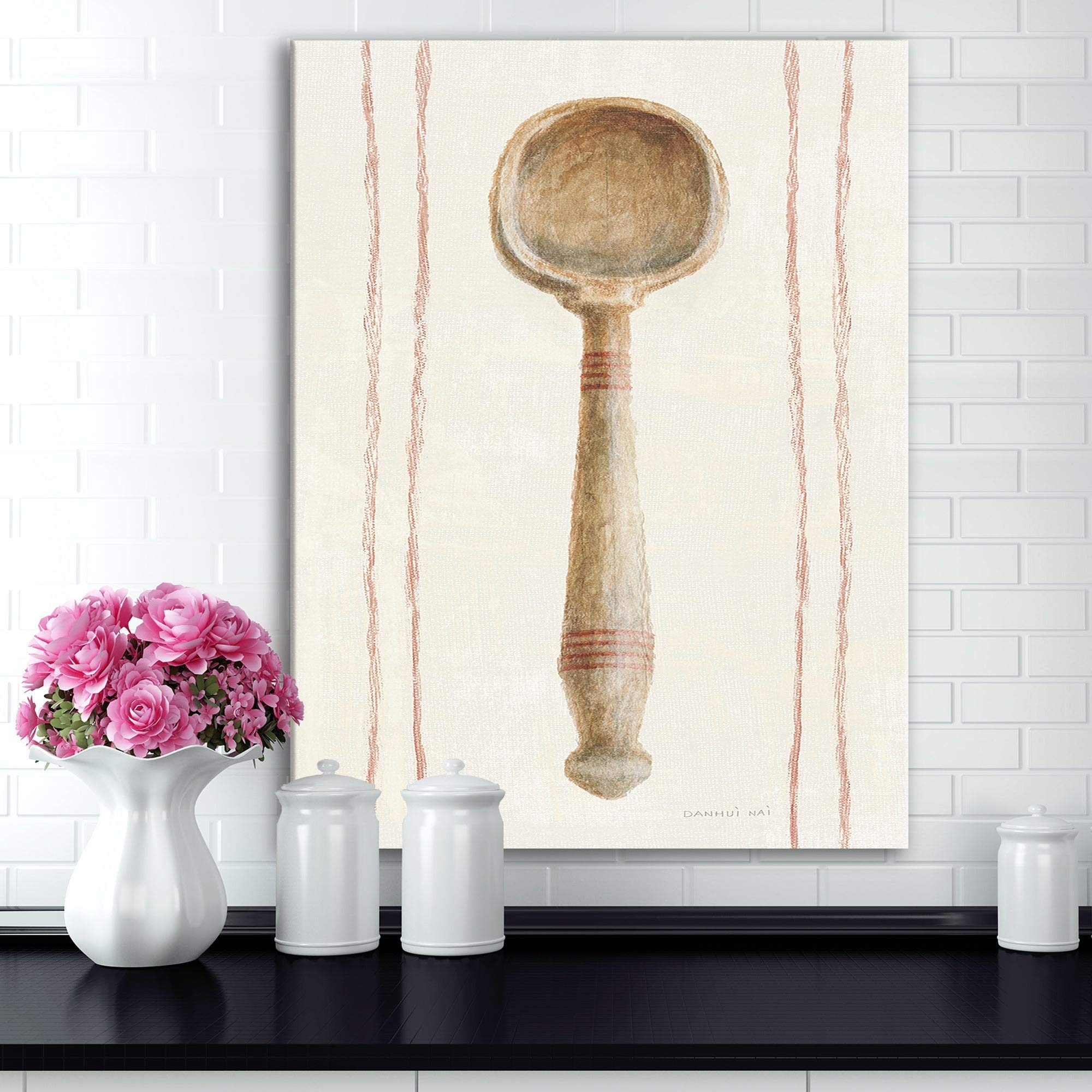 Farm Kitchen IV Canvas Wall Art - Brown Kitchen Decor 36x46 Inches - Perfect for Farmhouse, Country Style & Rustic Home Decor