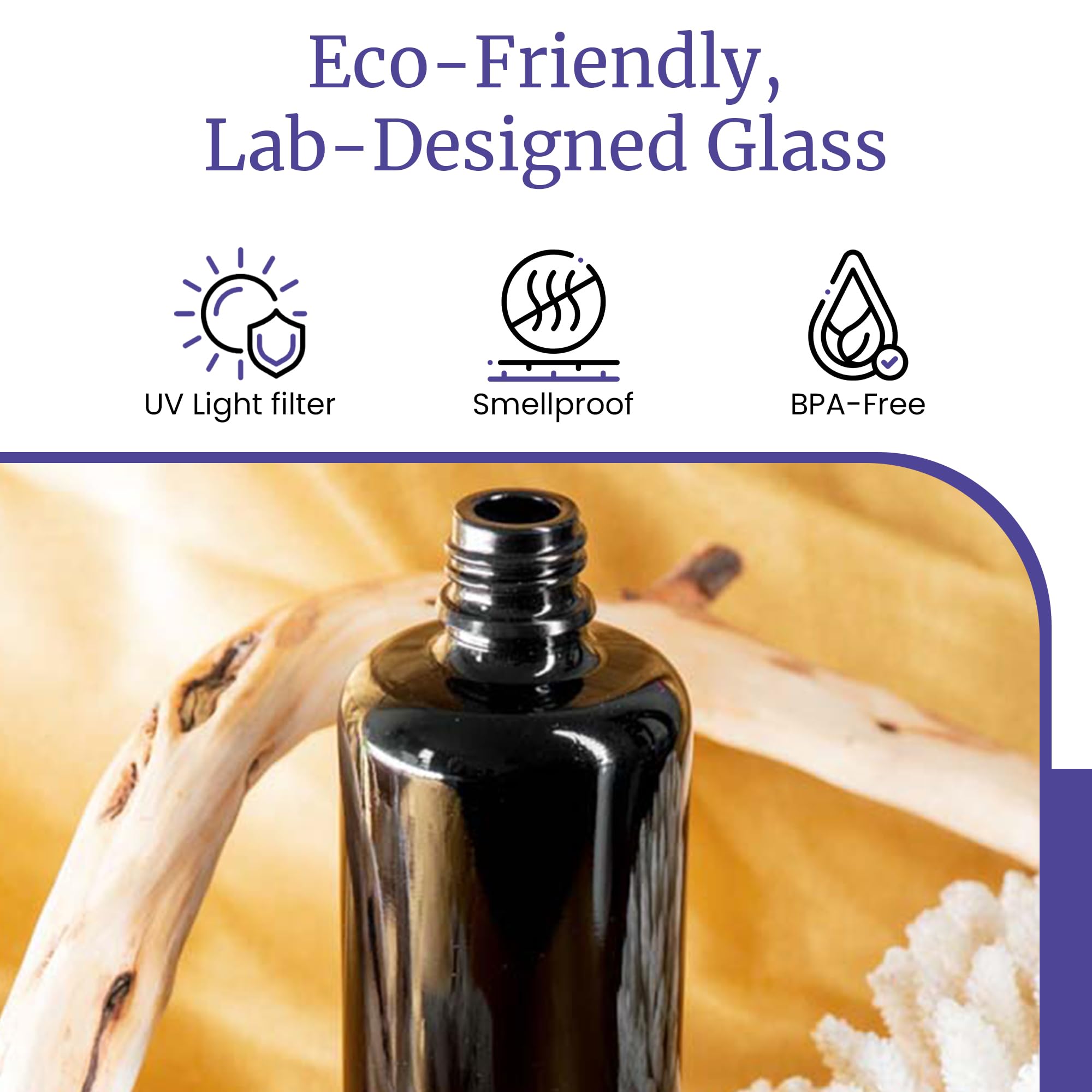 Premium Black UV Glass Bottles 6.7oz (200ml) - 3-Pack Airtight Screw-Top Containers for Oil, Coffee, Spices & Perfumes | Miron Infinity Jars with Easy-Pour Neck | Perfect for Kitchen Pantry, Bathroom Storage & DIY Essential Oil Blends