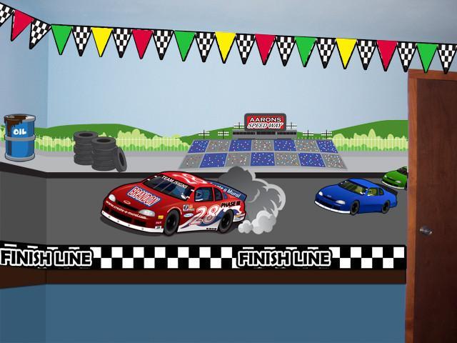 Race Track Speedway Mural Wall Decal - Large Size High-Quality Vinyl Sticker for Kids Room, Game Room & Man Cave Decor - Perfect for Racing Enthusiasts & Motorsport Fans