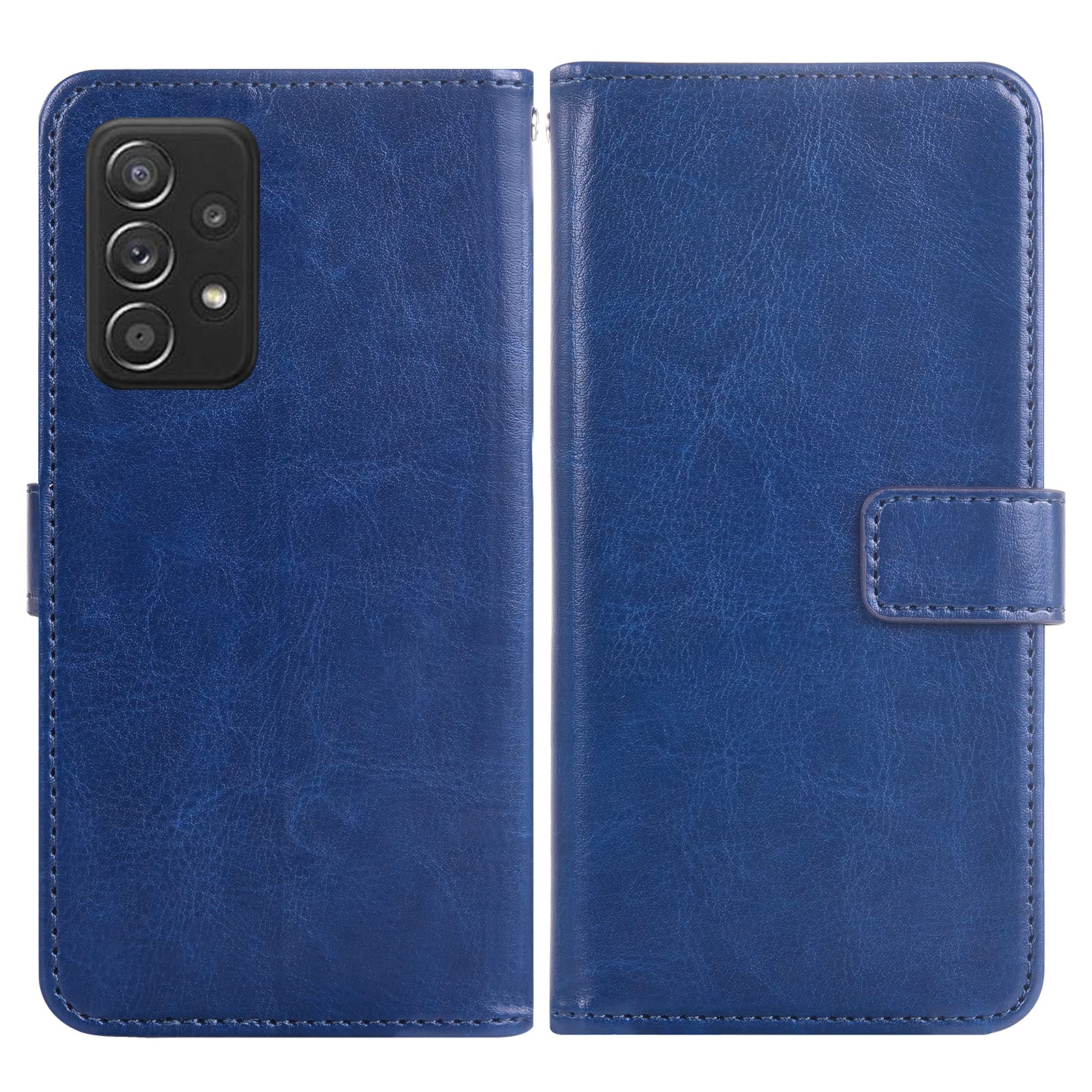 ASUWISH Samsung Galaxy A52 5G/4G Wallet Case with Tempered Glass Screen Protector - Leather Flip Cover with Card Holder & Stand - Slim Protective Phone Case for Women & Men (Blue) - Perfect for Work, Travel & Everyday Use