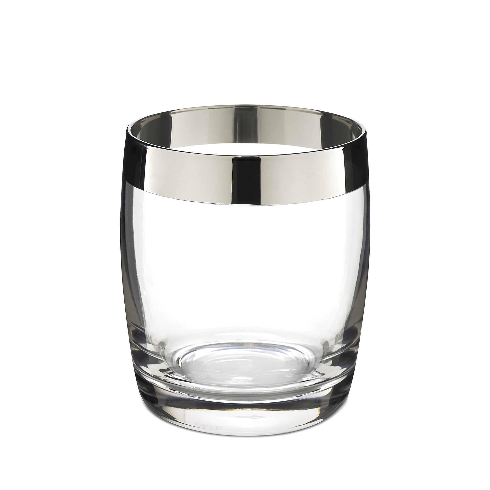 DANUTA™ Double Rocks Glass Set of 4 - 15oz (450ml) Whiskey Glasses with Elegant Silver Trim - Perfect for Cocktails, Bourbon, Scotch & Home Bar Entertaining