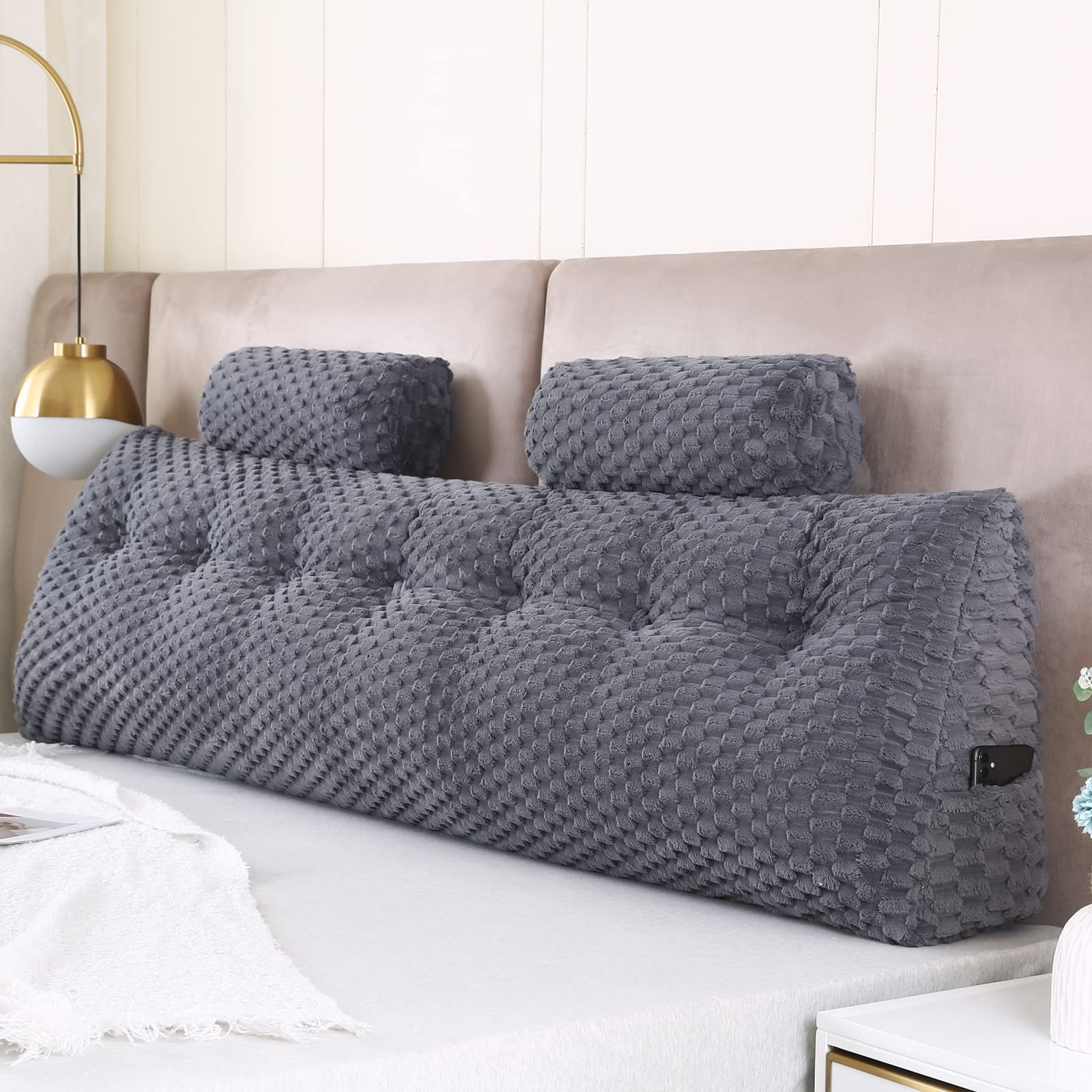 **Wedge Headboard Pillows Set - 2 Large Bolster Pillows for Bed Rest, Reading & Back Support - Comfortable Backrest Positioning for Sitting in Bed (Perfect for Relaxing, Reading & Watching TV)**