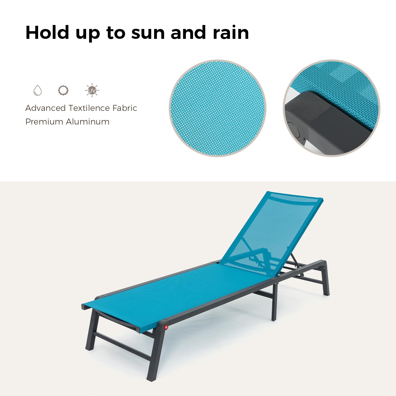 Premium Aluminum Foldable Chaise Lounge Chair - 2 Pack Adjustable Patio Poolside Beach Chair, No Assembly Required - Perfect for Outdoor Relaxation by Pool, Beach, Garden & Backyard
