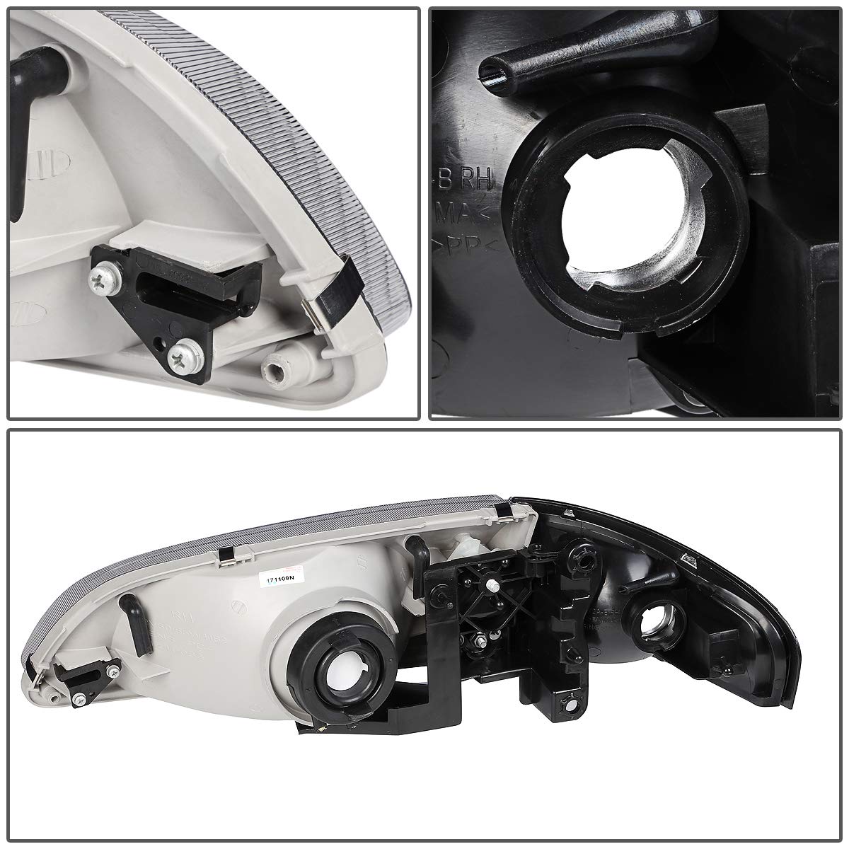 DNA Motoring HL-OH-063-BK-CL1 Black Housing Headlights & Corner Lights for 1998-1999 Mazda 626 - Replacement Headlight Assembly - Perfect for Night Driving & Car Restoration Projects