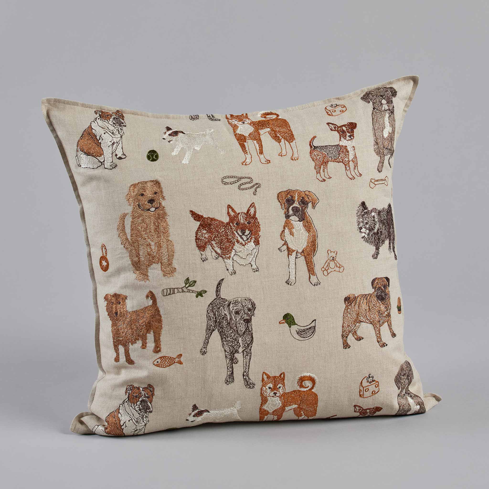 Coral & Tusk Dog and Toy Themed Pillow - Cozy Home Decor for Pet Lovers, Perfect for Living Room, Bedroom or Nursery