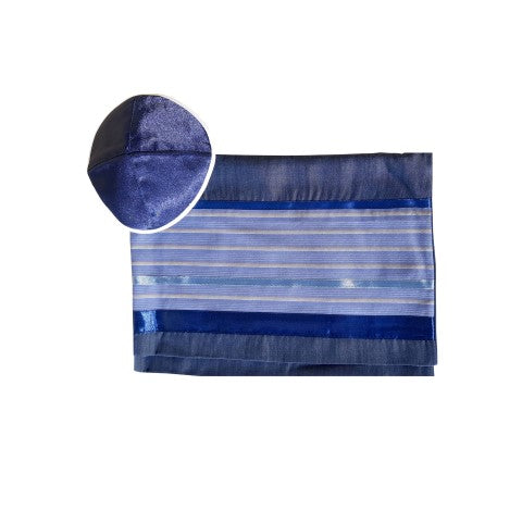 Youthful Easy Going Blue Tallit Prayer Shawl for Bar Mitzvah - Premium Tzitzit Tallis Set for Jewish Ceremonies & Daily Prayers