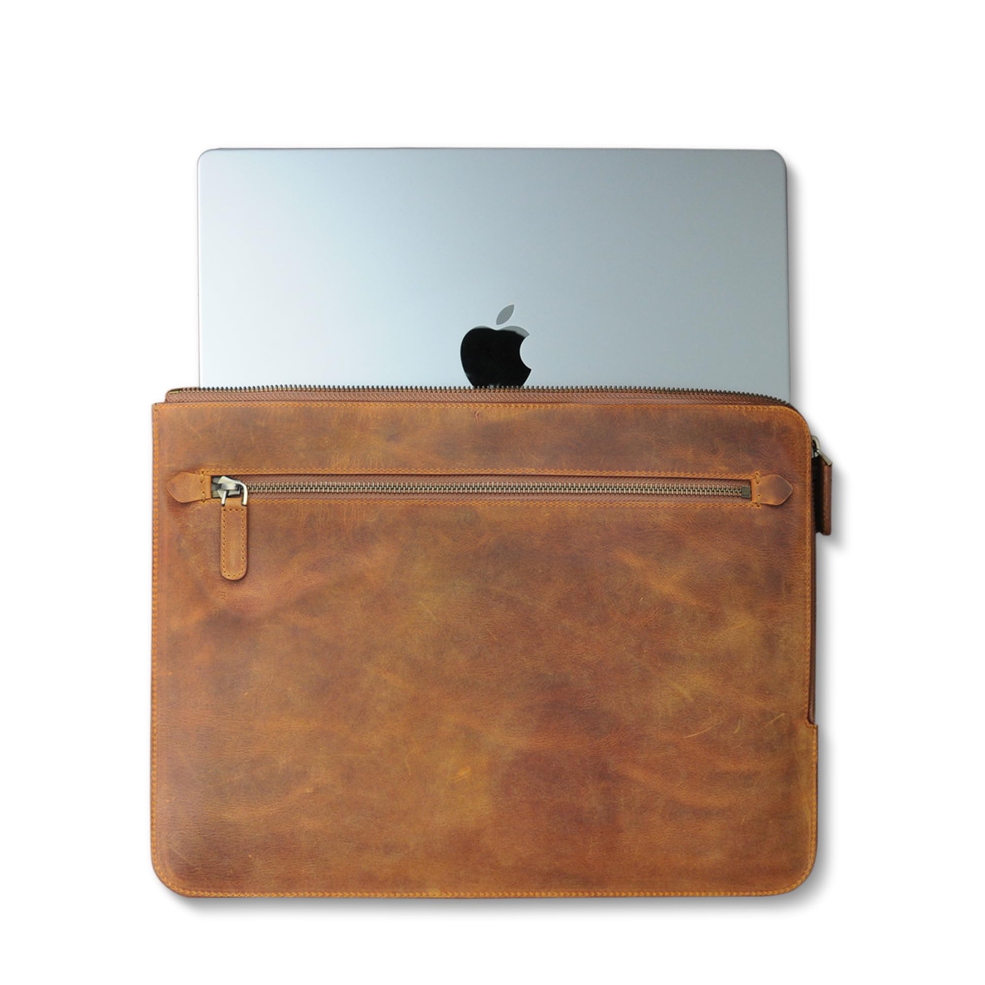 Handmade Genuine Leather MacBook Sleeve Case for MacBook Air 13/15 & Pro 14/13.3 inch - Slim Fit Protective Laptop Cover with Personalization Option in Camel Brown | Perfect for Work, Travel & School Accessories