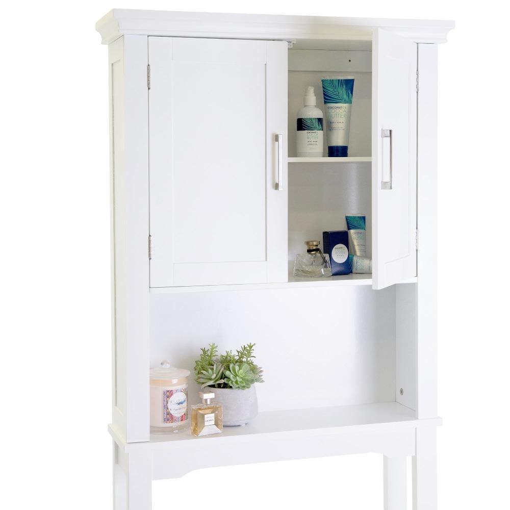 Arven Classic White Over The Toilet Storage Cabinet - Space-Saving Bathroom Organizer for Towels, Toiletries & Essentials