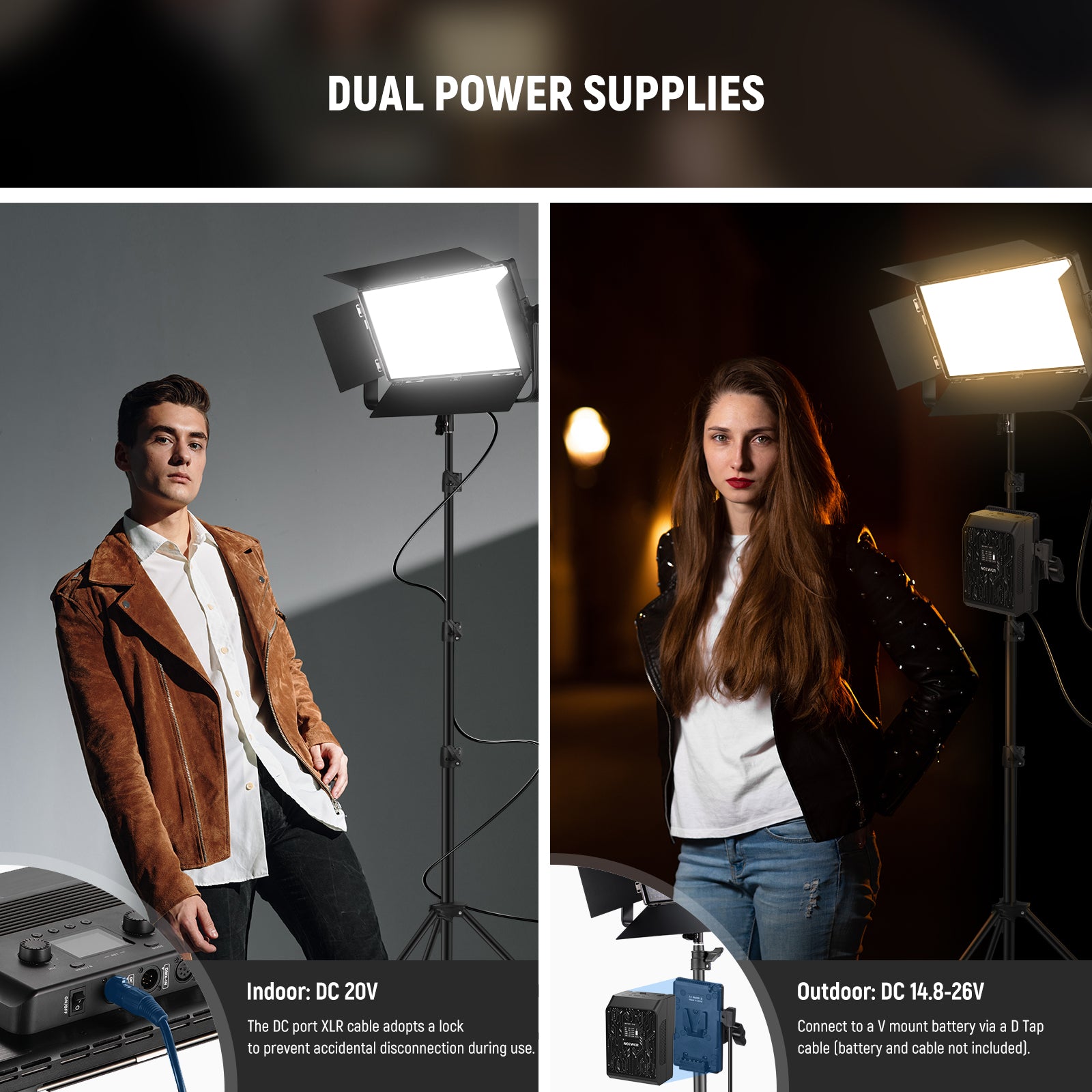 NEEWER AP100B 100W Bi-Color LED Panel Video Light Kit with Adjustable Brightness & Color Temperature for Photography, YouTube, and Studio Lighting