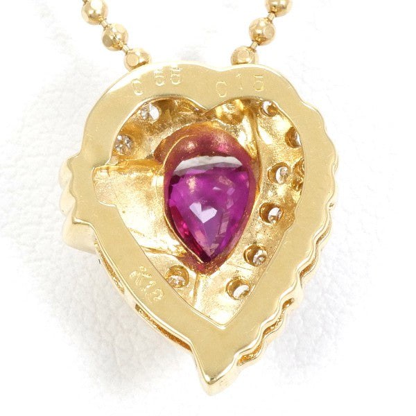 18K Yellow Gold Ruby and Diamond Necklace for Women - Elegant Pendant Jewelry Gift for Anniversary, Valentine's Day & Special Occasions