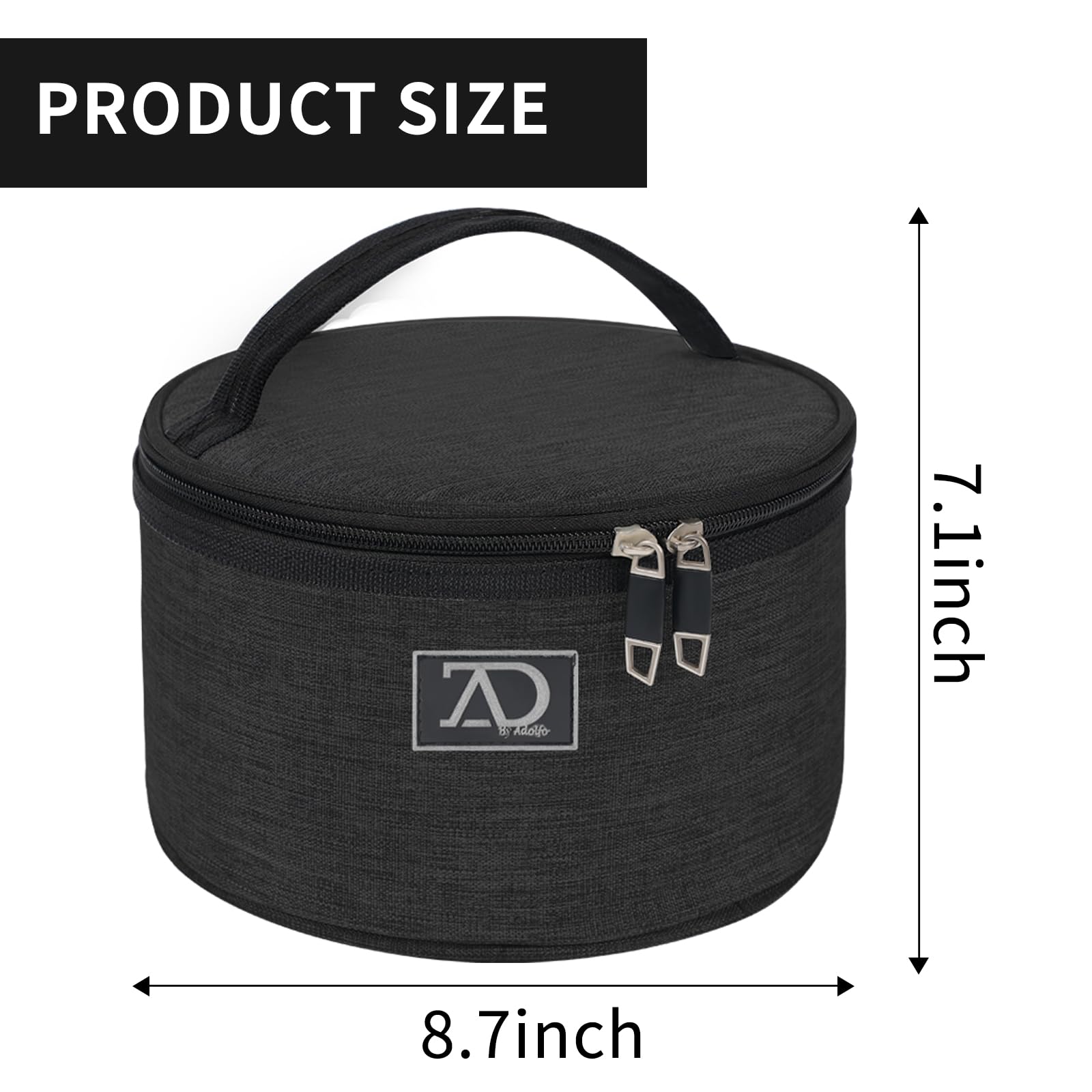 Quilted Nylon Wig Travel Case with Mirror - Lightweight & Portable for Wigs Storage & Travel