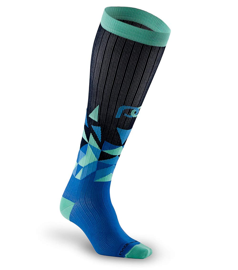 PRO Compression Running Marathon Socks - Calf-Length Performance Socks for Foot & Ankle Support - Blue Vertex Unisex (X-Small) - Ideal for Running, Travel & Sports Recovery