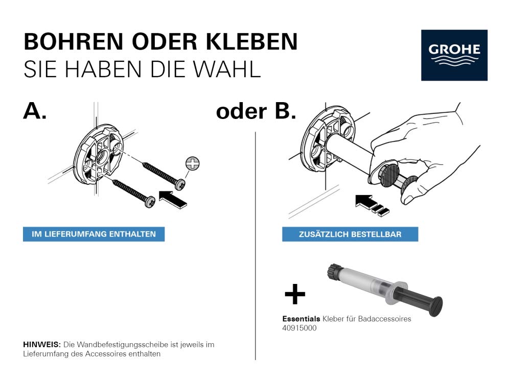 Grohe 40407001 Essentials Guest Bathroom Set - 3-in-1 Faucet, Soap Dispenser & Towel Bar - Perfect for Small Bathrooms & Powder Rooms