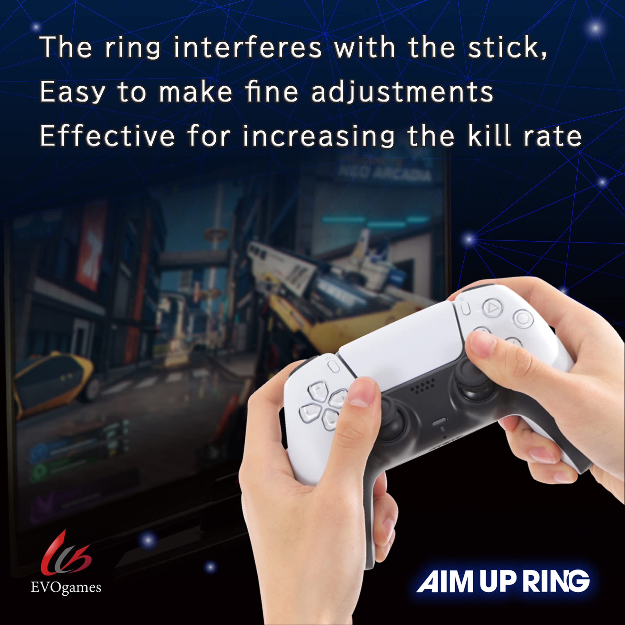 Aim Up Ring for FPS Gaming - 6pcs Soft Japan-Made for PS5/PS4/Switch/Xbox/PC - Enhanced Controller Precision