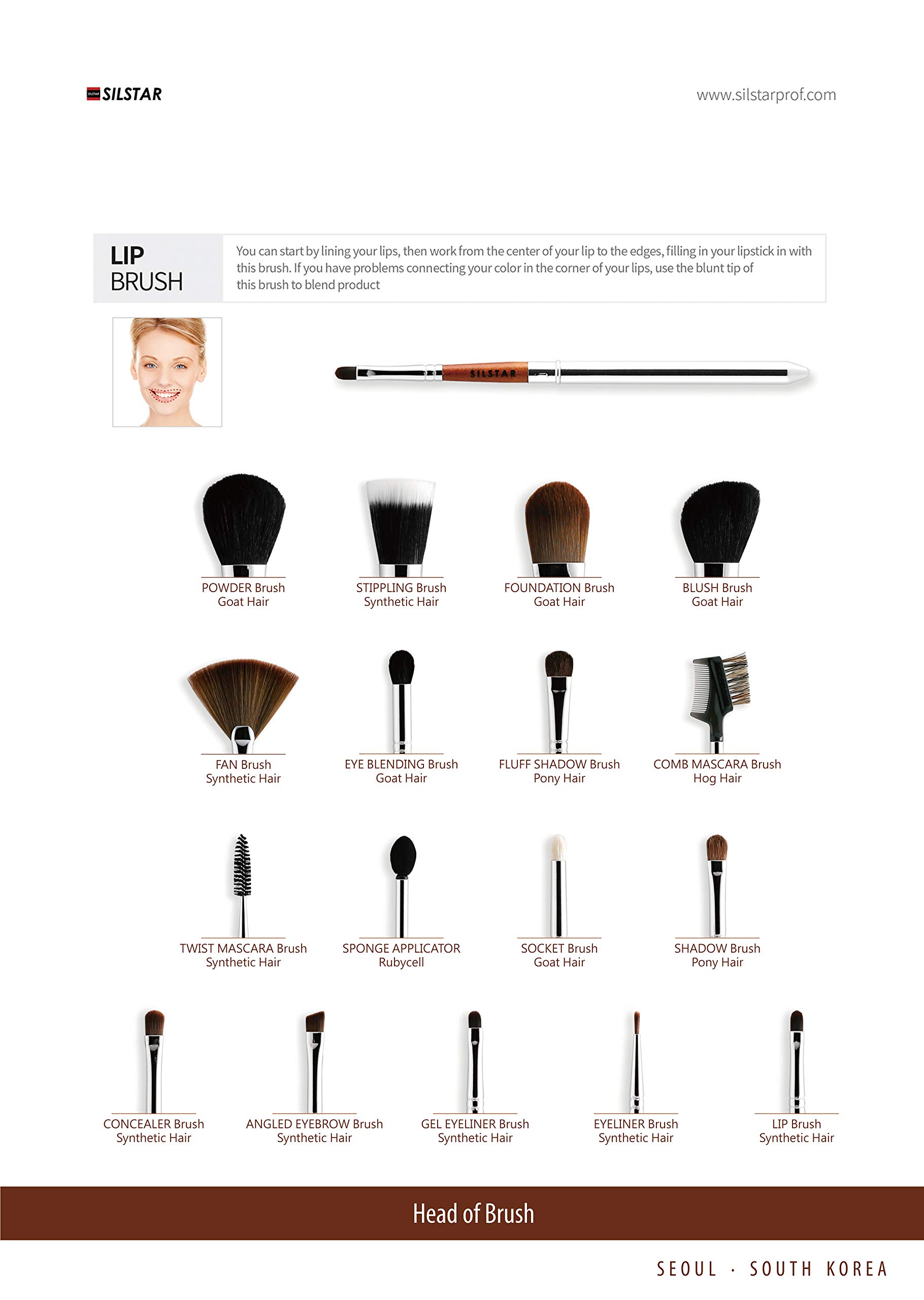 SILSTAR 17-Piece Professional Makeup Brush Set with Leather Case - Powder Brush, Eyeshadow Brush, Foundation Brush, Brow Brush & Lip Brush - Perfect for Travel, Home & Professional Makeup Artists