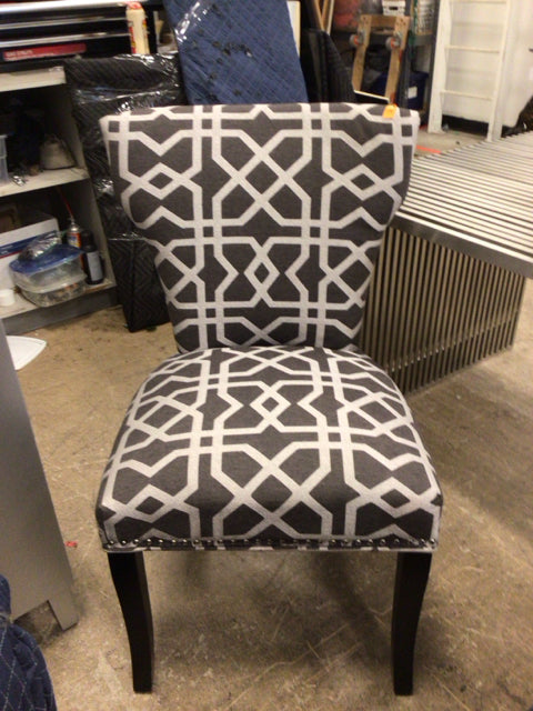 Dark/Light Grey Patten Accent Chair - Modern Living Room Armchair for Home Office, Lounge & Reading Nook - Comfortable Upholstered Seat with Sturdy Wooden Legs