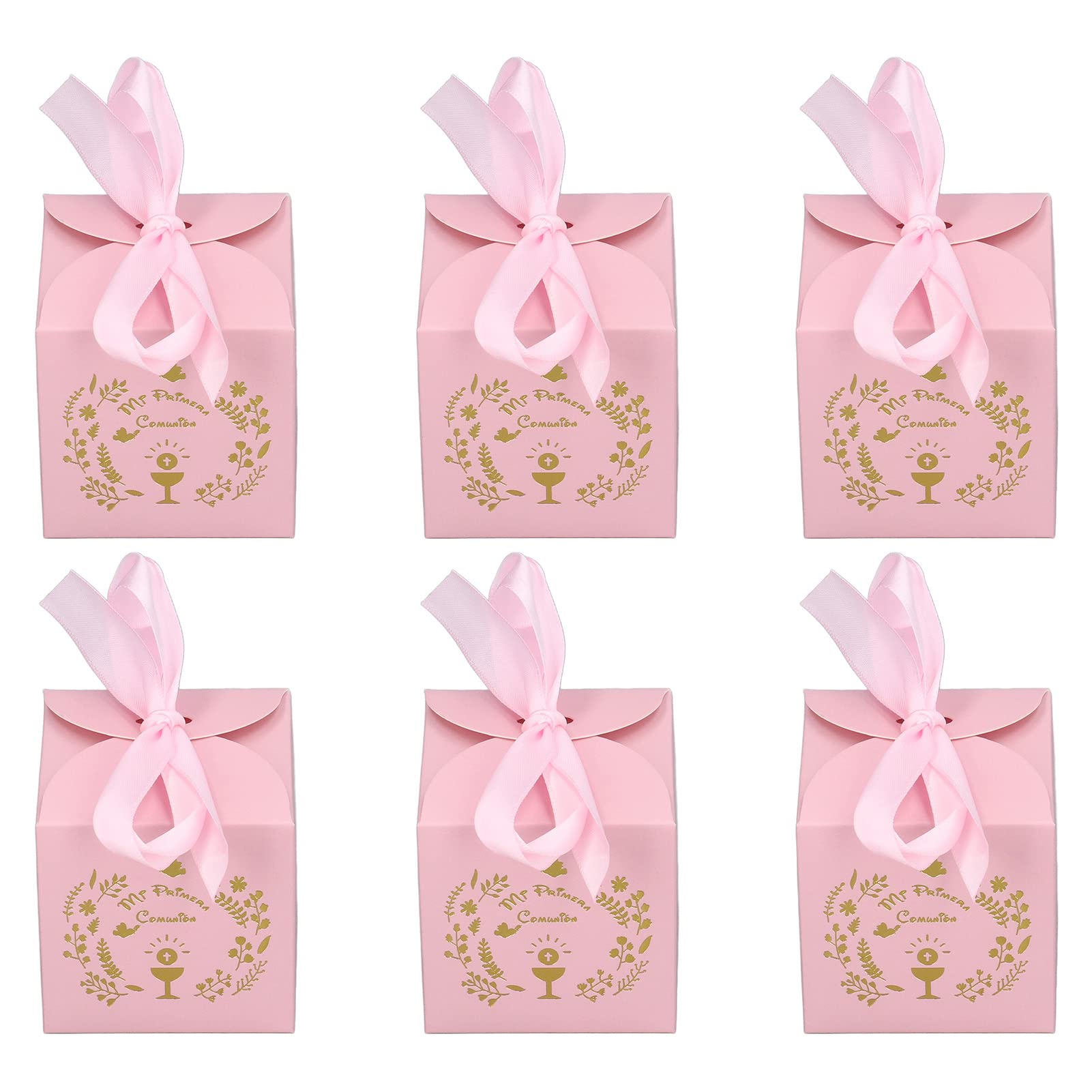 50pcs Pink Foldable Small Decorative Favor Boxes - Eco-Friendly Wedding Party Gift Boxes for Favors, Invitations & Romantic Events