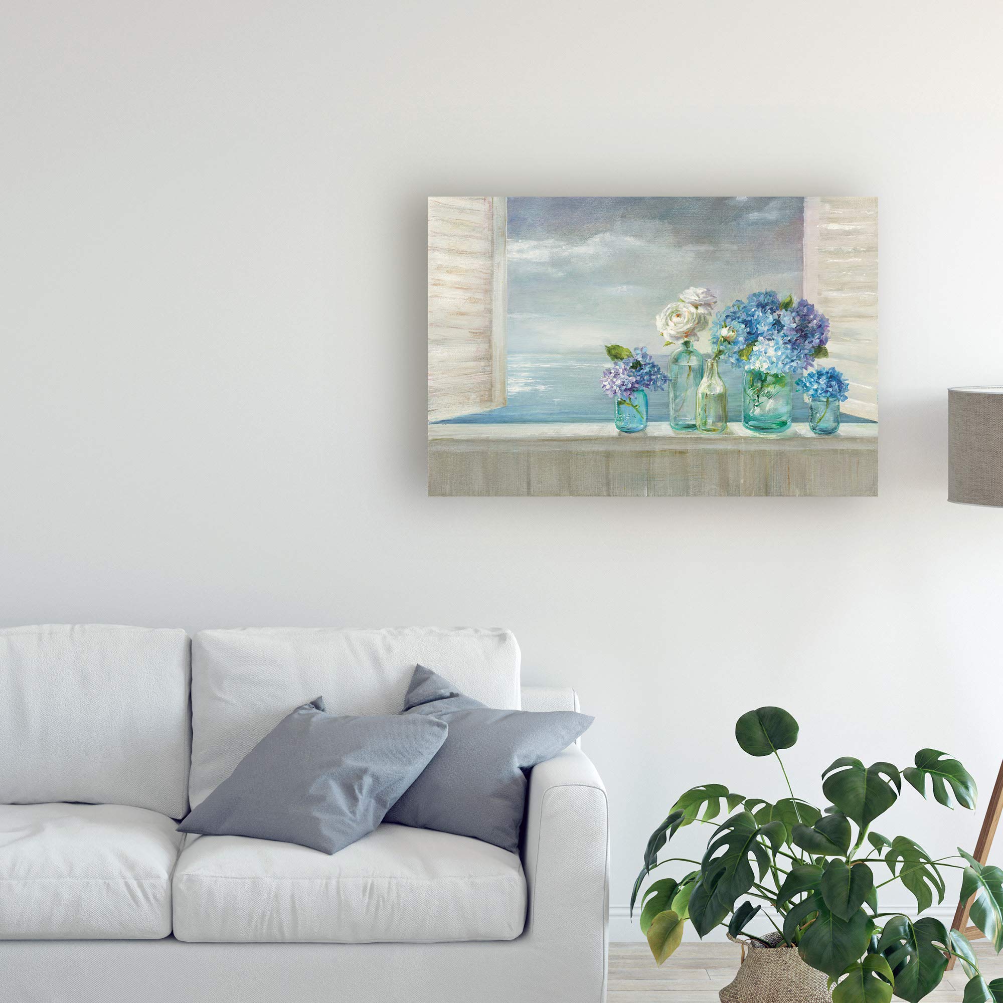 Trademark Fine Art - Danhui Nai 'A Beautiful Day at The Beach' 30x47 Inch Canvas Wall Art - Perfect for Living Room, Bedroom & Beach House Decor