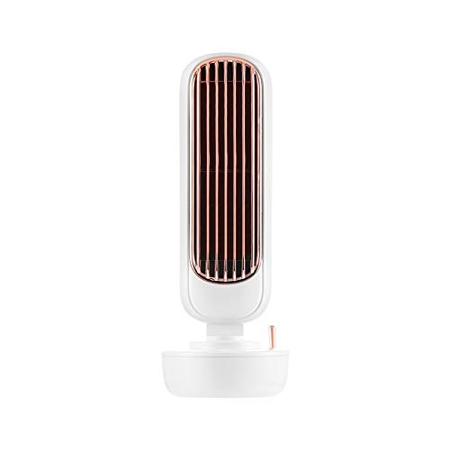 SLDHFE Portable Bladeless Tower Fan - 12 Inch USB Desk Fan with 3 Speed Settings, 6-Hour Timer & Humidifier Function - Battery Powered Cooling Fan for Home, Office & Bedroom Use