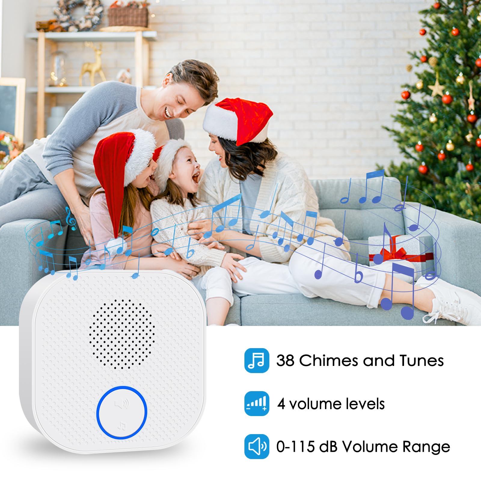 SURNICE Wireless Doorbell with LED Flash - IP44 Waterproof, 1000 FT Range, 38 Melodies, 4 Volume Levels - Ideal for Home, Office, and Apartment Security (Model 98282+90062)