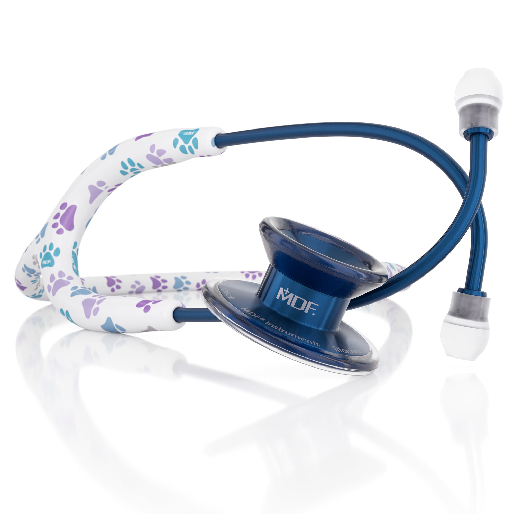 MD One® Epoch® Titanium Adult Stethoscope - Premium Paw Print/Capridium Design for Medical Professionals | Ideal for Doctors, Nurses & Healthcare Workers in Hospitals & Clinics