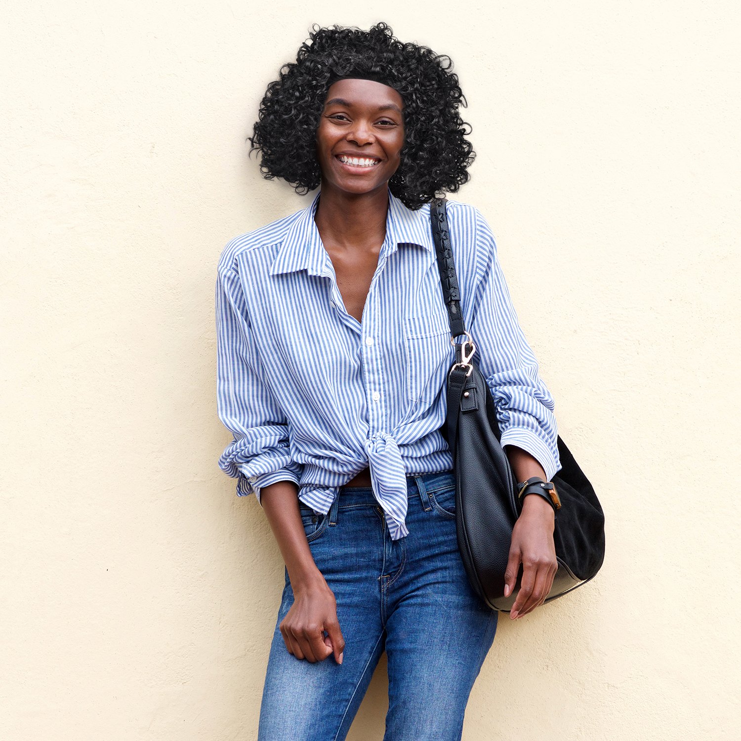 Tirrinia Synthetic Kinky Curly Half Wig - Short Afro Wigs for Black Women | Heat Resistant Daily Wear Wig in Jet Black | Perfect for Cosplay, Daily Styling & Protective Hairstyles