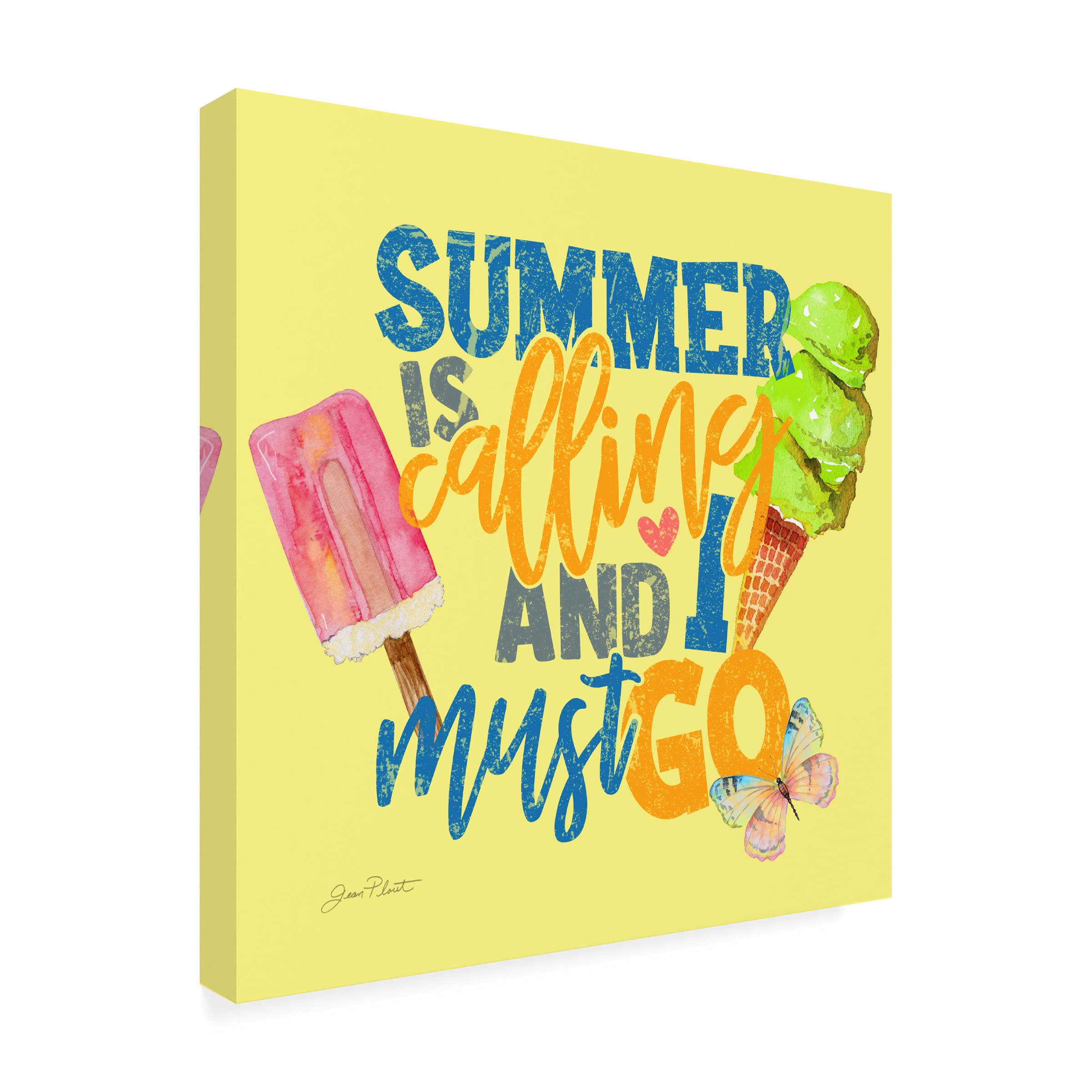 Trademark Fine Art 'Summer Fun A' by Jean Plout - 35x35 Inch Canvas Wall Art - Vibrant Beach Scene Painting for Living Room, Bedroom & Office Decor