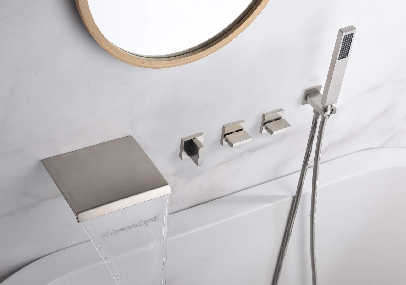 Premium Shower System S3223NI with Wall Mount Waterfall Tub Faucet S2129NW - Luxury Bathroom Upgrade for Spa-Like Experience