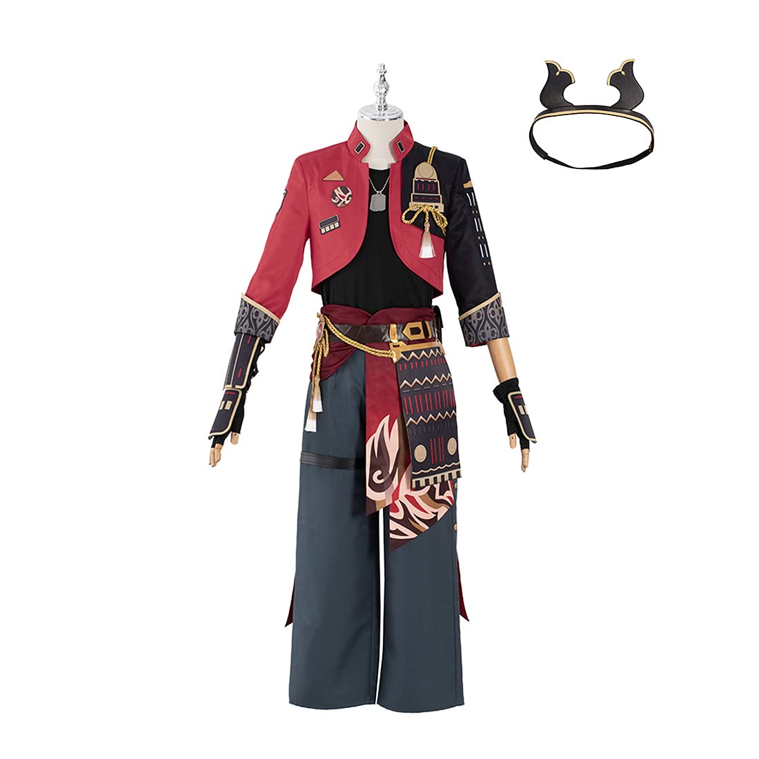 WOLFBSUH Genshin Impact Thoma Cosplay Costume Set with Headwear - XS Size | Anime Roleplay, Halloween Party, Convention Outfit