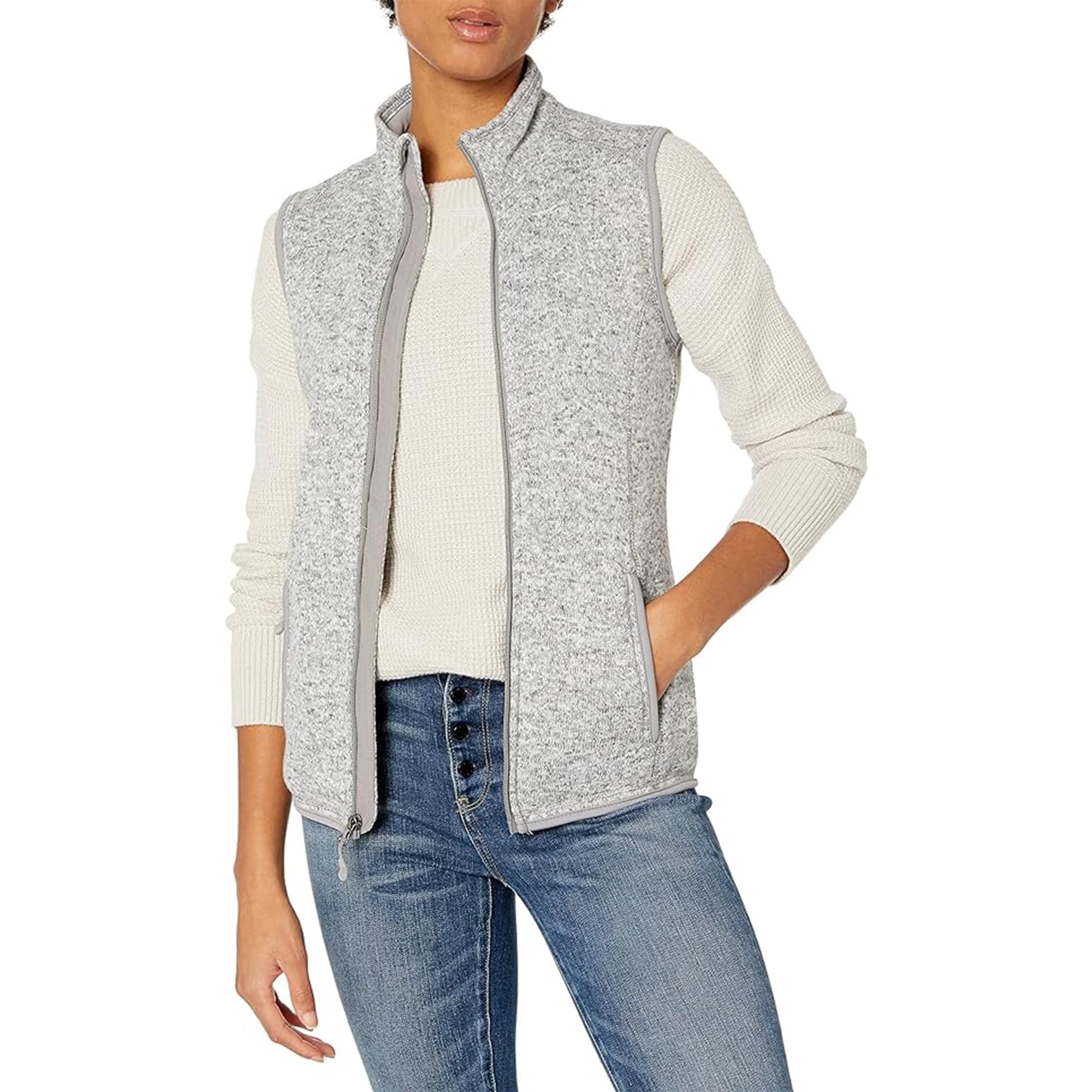 Charles River Apparel Women's Pacific Heathered Sweater Fleece Vest - Lightweight Warm Layering for Outdoor Hiking, Camping & Casual Wear