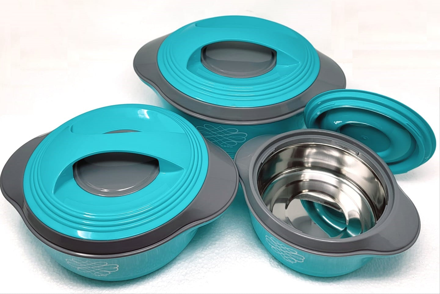 Premium Cello Ripple Insulated Hotpot Set - 3-Piece Thermoware Casserole (500ml, 1000ml, 1500ml) for Soup, Stew & Meal Prep - Perfect for Camping, Picnics & Family Dinners