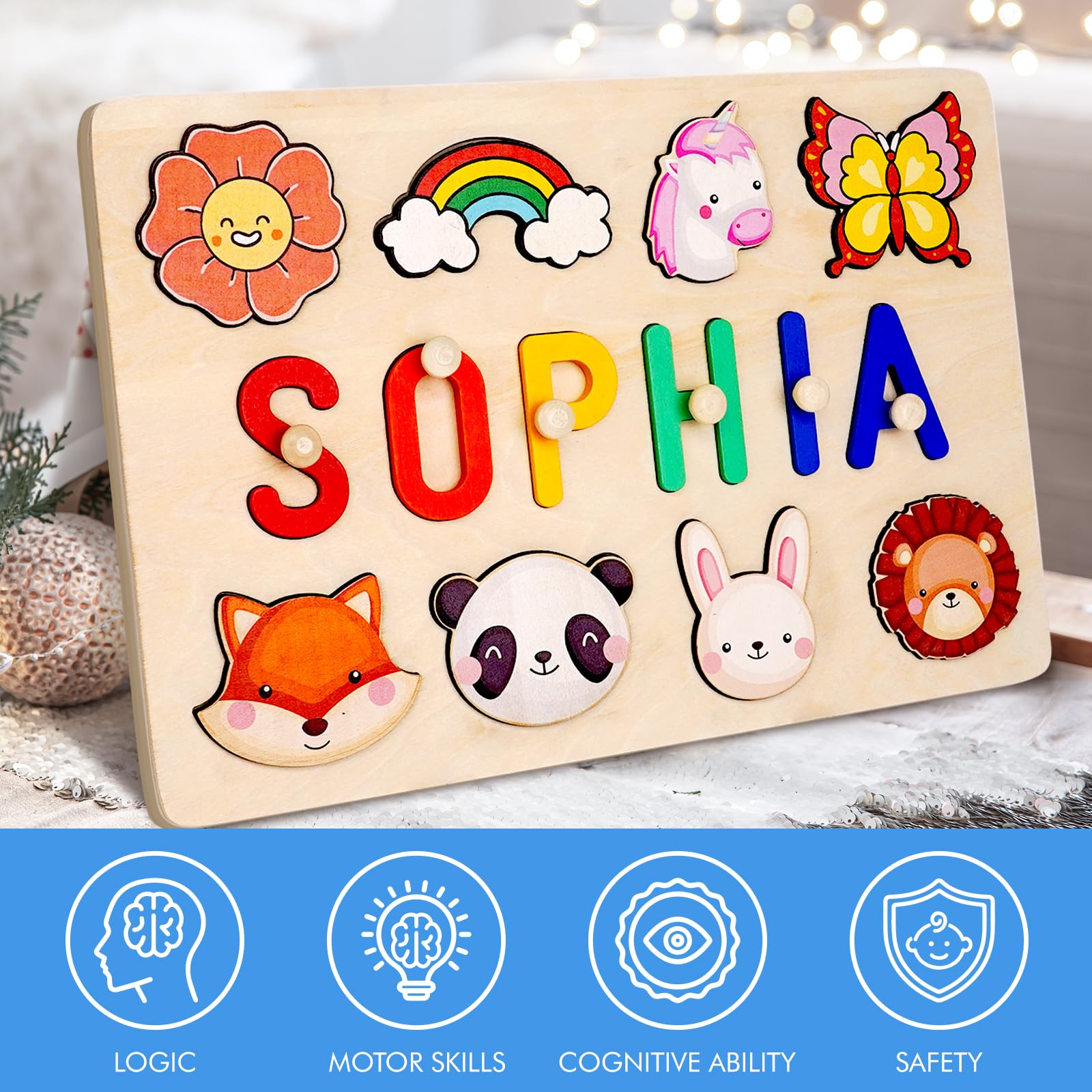 Custom Name Puzzle for Kids - 1st Birthday & Christmas Gift for Boys & Girls - Nursery Decor