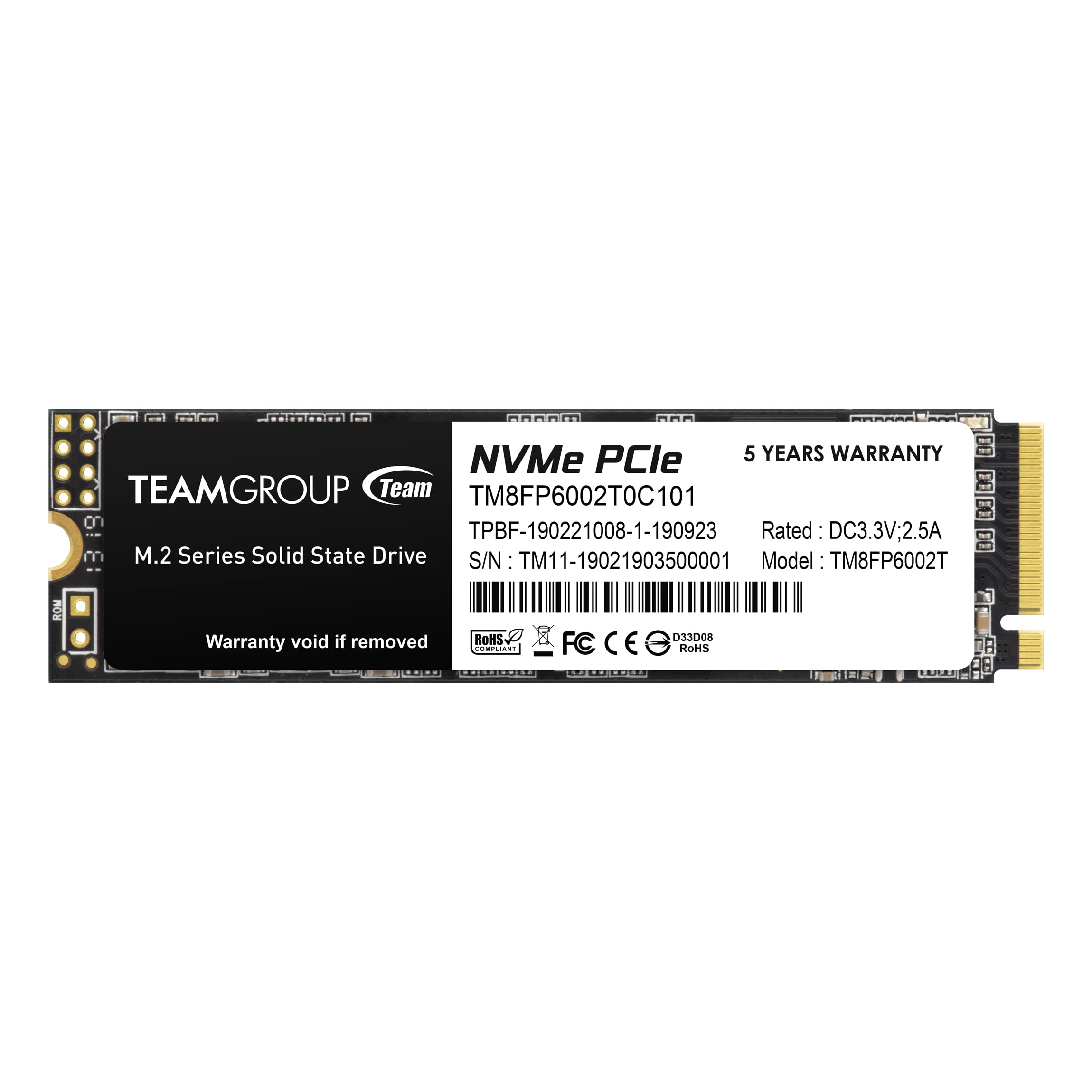 TEAMGROUP MP33 2TB SLC Cache 3D NAND TLC NVMe 1.3 PCIe Gen3x4 M.2 2280 Internal SSD - Up to 1,800/1,500MB/s Read/Write Speed - Compatible with Laptop & Desktop PC - Ideal for Gaming, Video Editing & Fast Boot Times