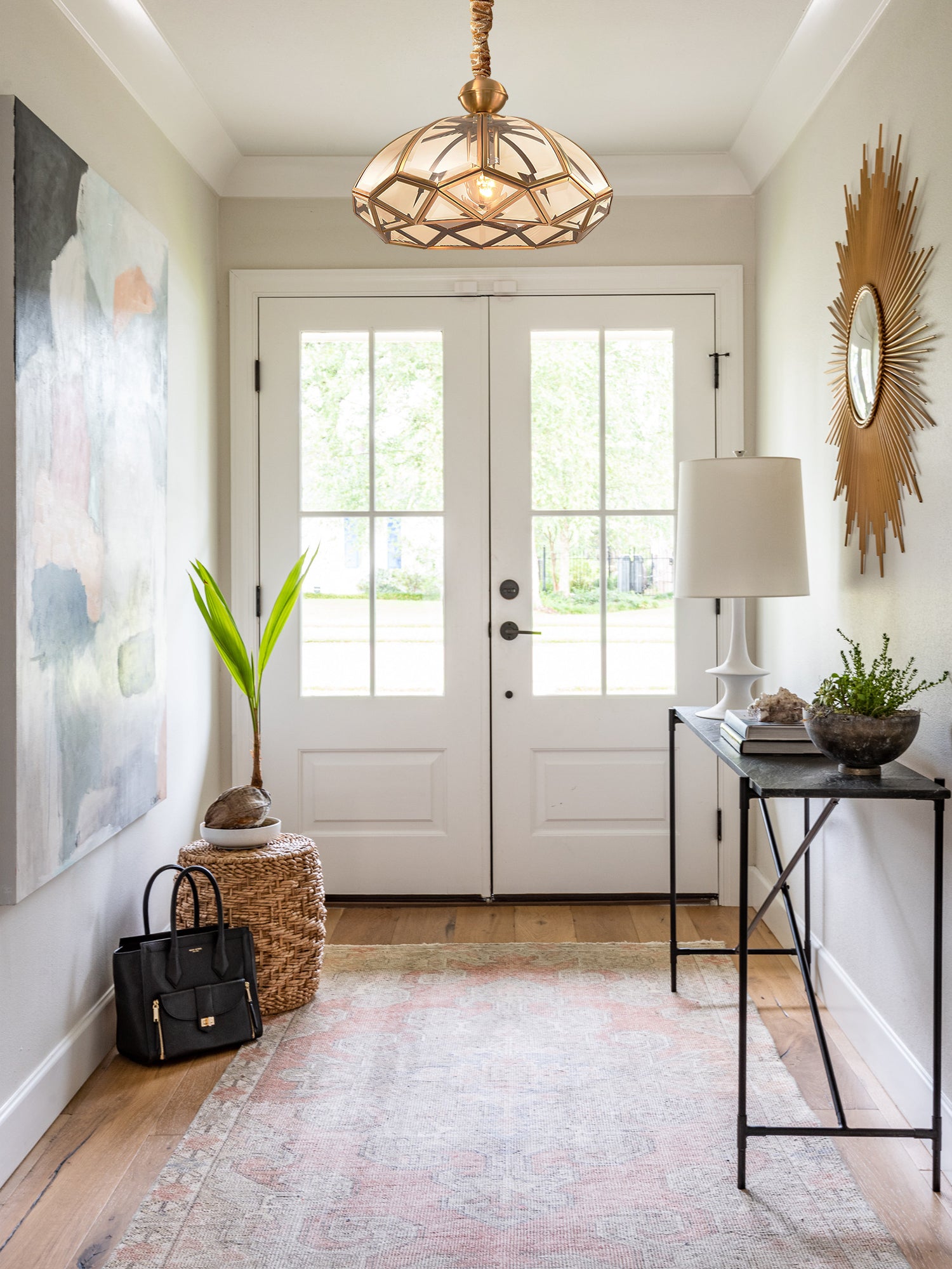 Modern Geometric Brass Chandelier - Elegant Ceiling Light Fixture for Dining Room, Living Room & Bedroom Decor | Perfect for Home, Apartment & Office Lighting