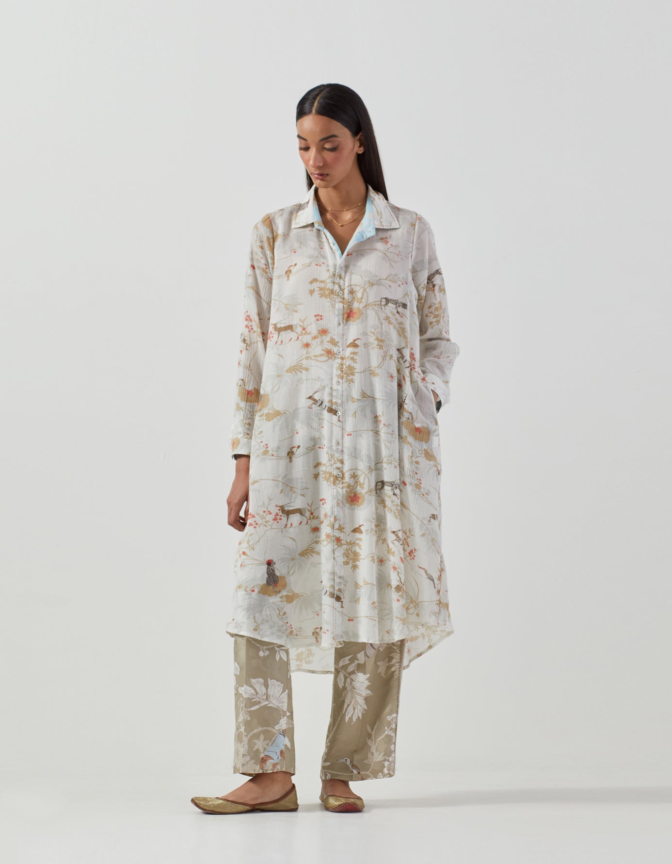 Elegant Usha Dress in Soft Cotton Crepe - Ivory Color for Women | Perfect for Weddings, Parties & Special Occasions