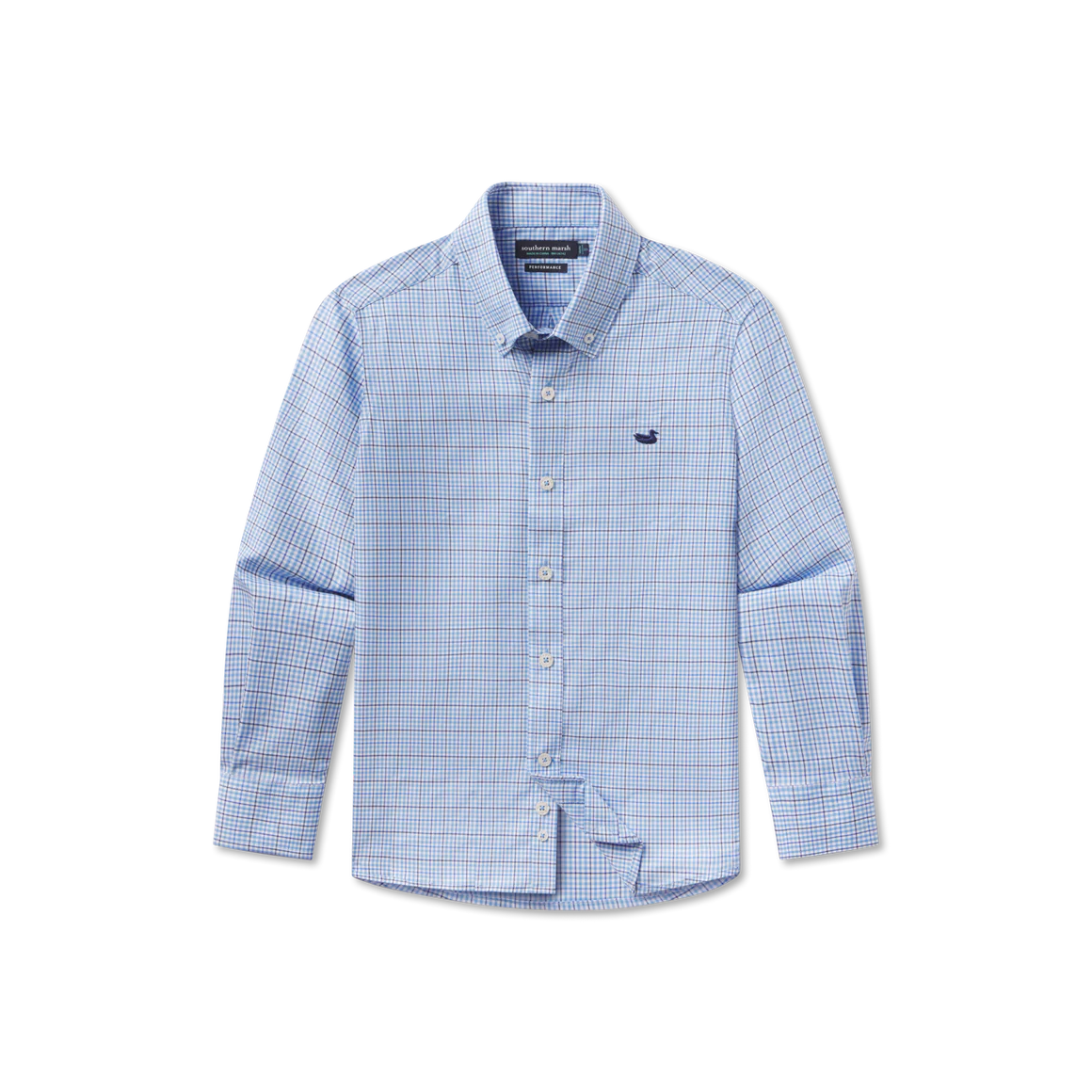 Southern Marsh Boys' Performance Gingham Dress Shirt - Breathable & Stylish for School, Church & Special Occasions