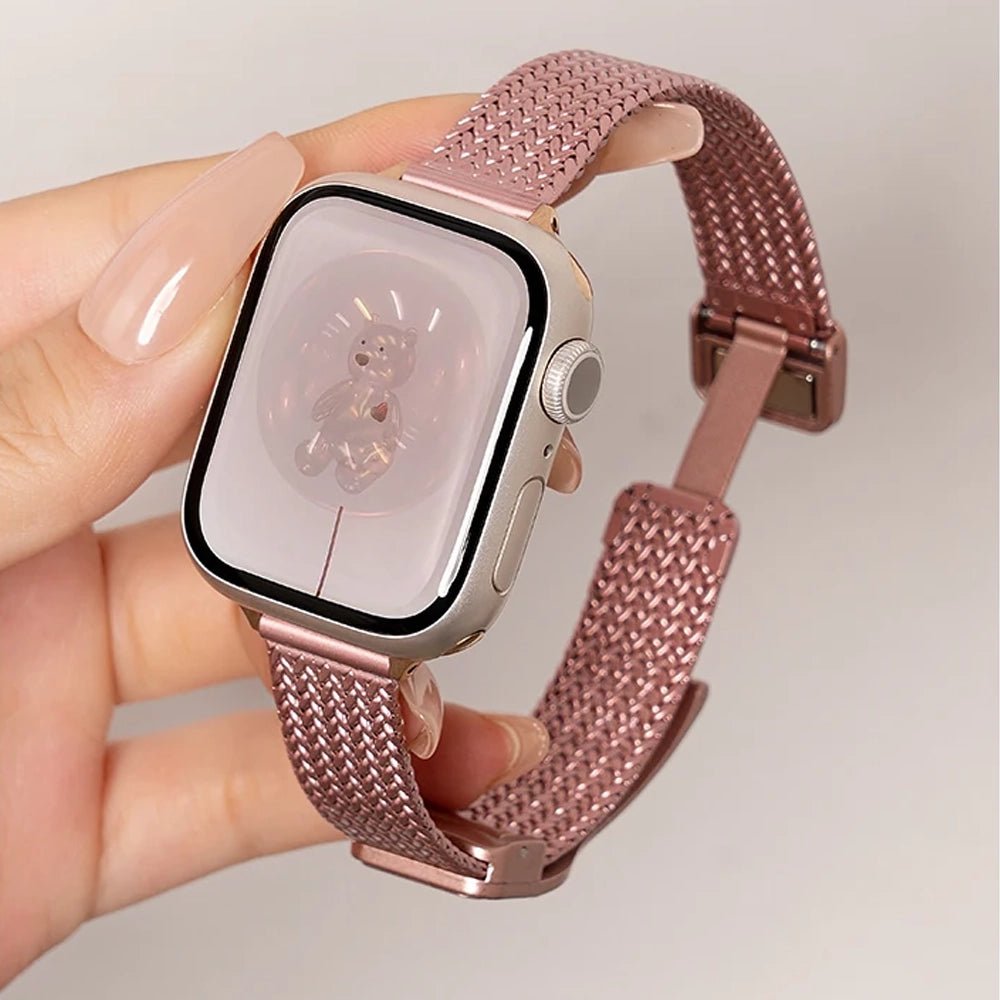 Slim Stainless Steel Apple Watch Band for Women - Elegant & Durable Replacement Strap - Perfect for Workouts, Office & Everyday Wear