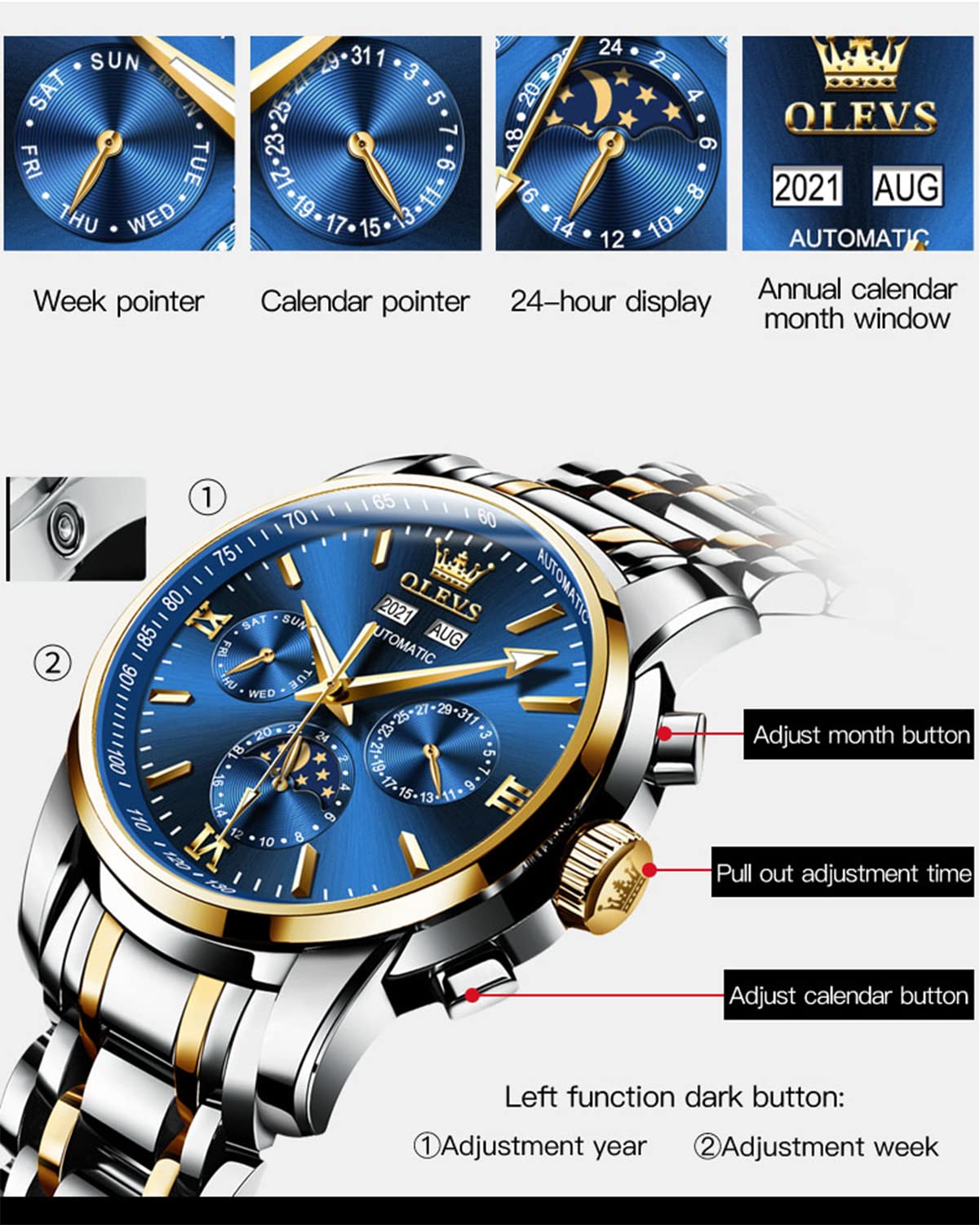 OLEVS Automatic Men's Watch - Luxury Stainless Steel, Waterproof & Luminous for Business & Night Out