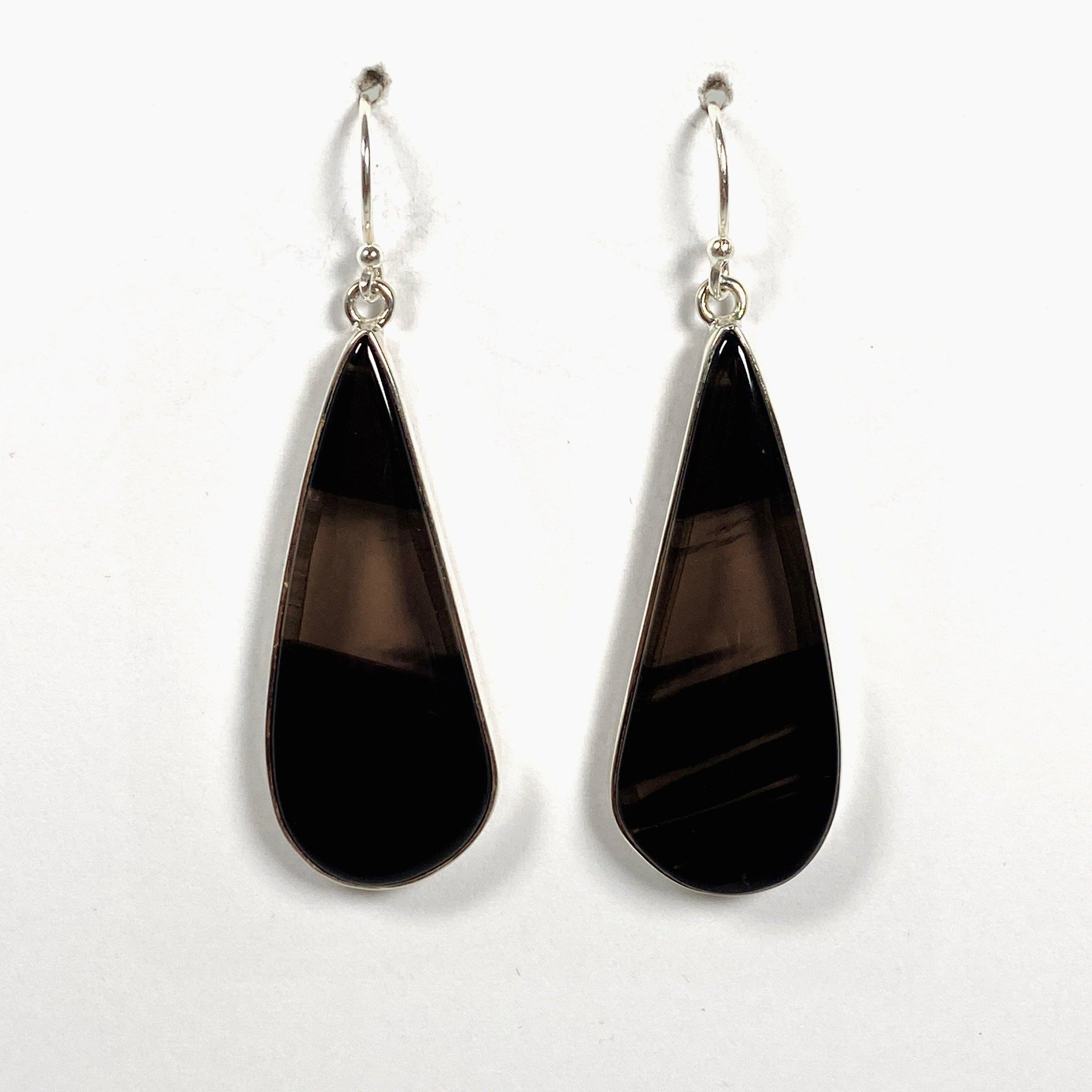 Midnight Obsidian Teardrop Earrings for Women - Elegant Black Gemstone Dangle Earrings KEGJ1355 - Perfect for Evening Parties, Weddings & Special Occasions