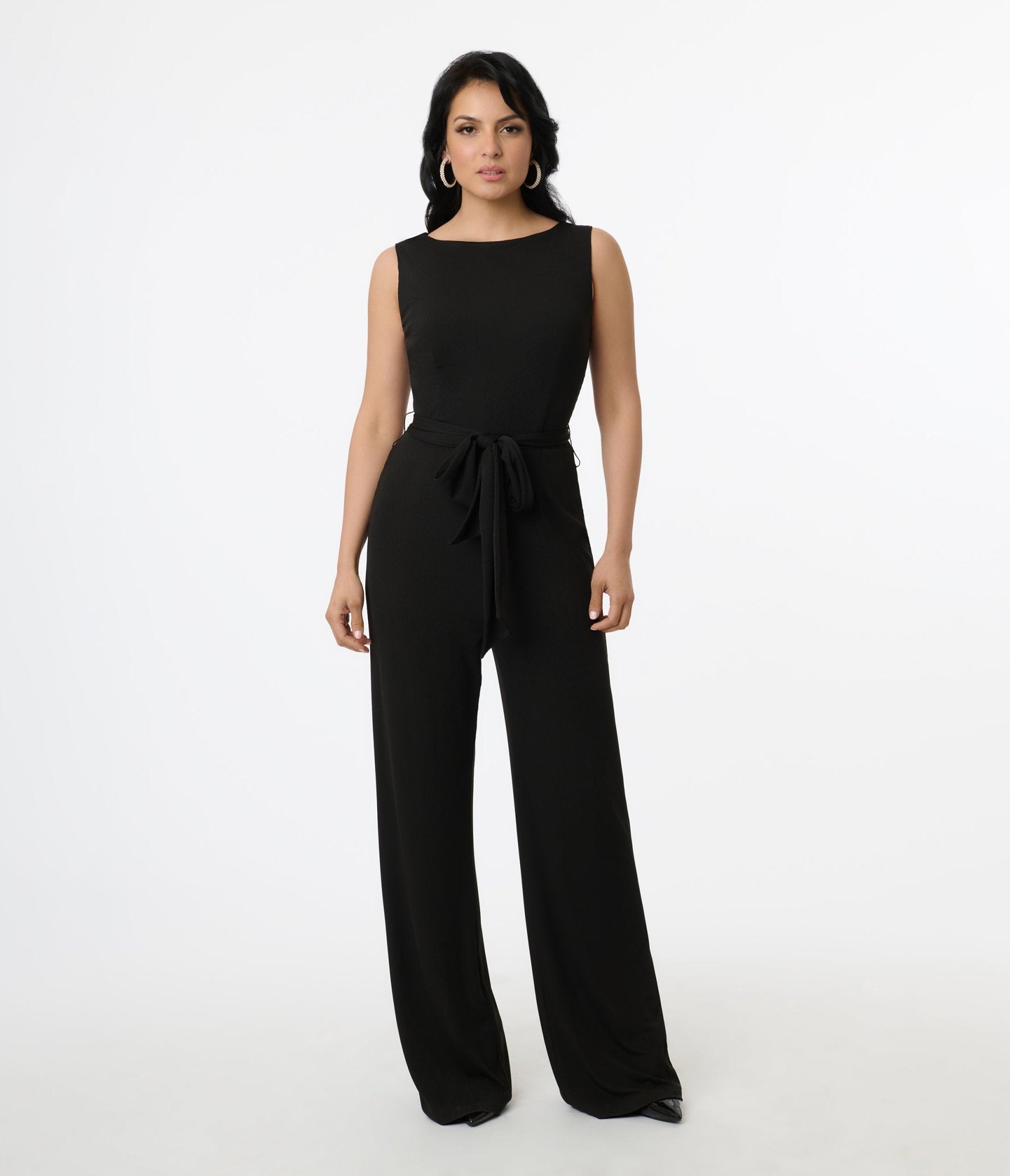 Vintage 1950s Black Boat Neck Jumpsuit - Retro Swing Style One-Piece Outfit for Women | Perfect for Cocktail Parties, Date Nights & Themed Events
