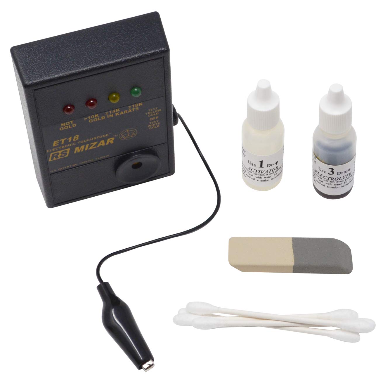 ET-18 Mizar Digital Gold Tester - Electronic Karat Purity Analyzer for 10K 14K 18K 22K 24K Gold Jewelry & Coins - Battery Operated Gold Testing Kit for Jewelers, Pawn Shops & Collectors - Accurate Gold Value Detection at Home or On-The-Go