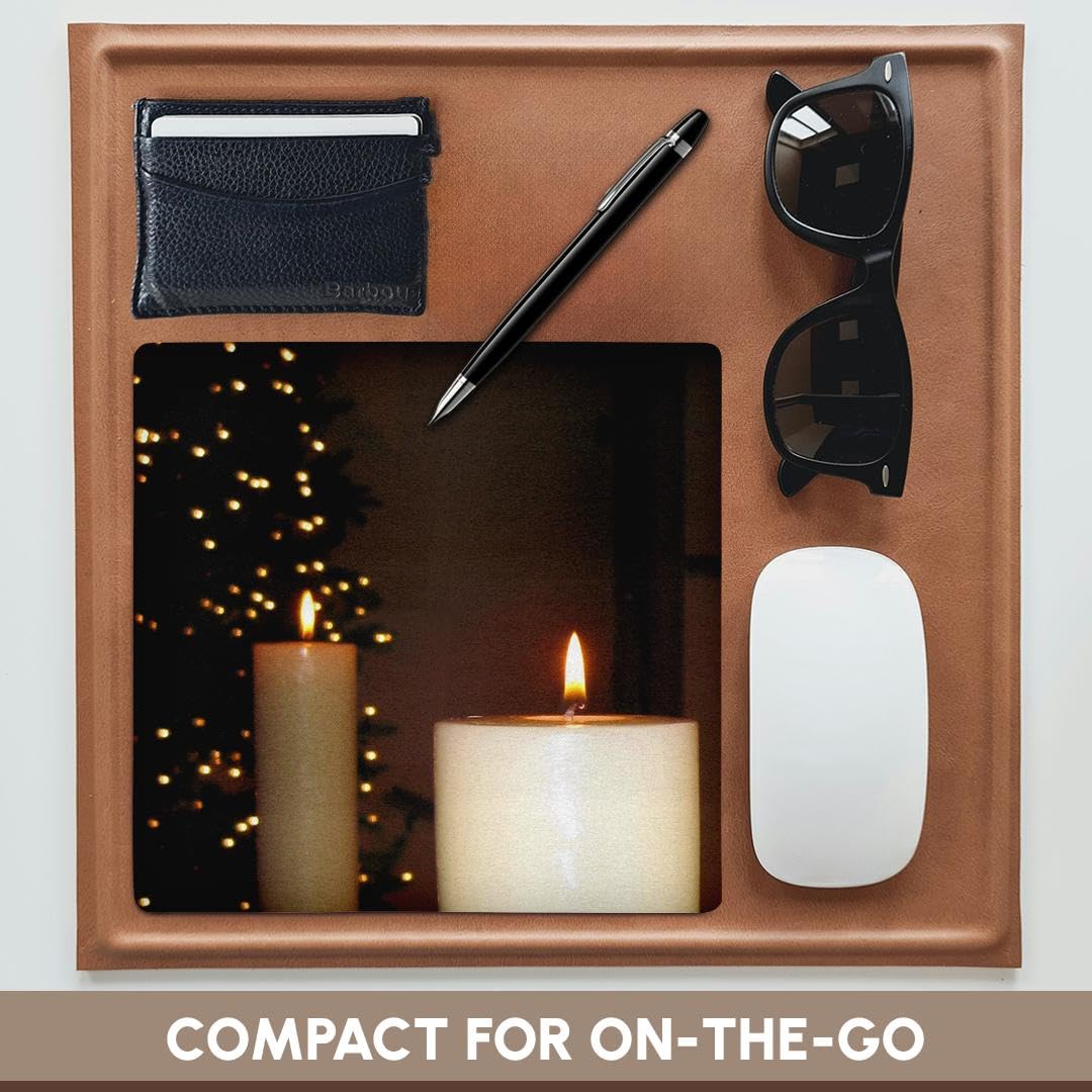 3D Rose 8x8 Inch White Candles Mouse Pad - Non-Slip Gaming & Office Desk Mat with Smooth Surface for Computers & Laptops - Perfect for Work, Gaming & Home Office Use