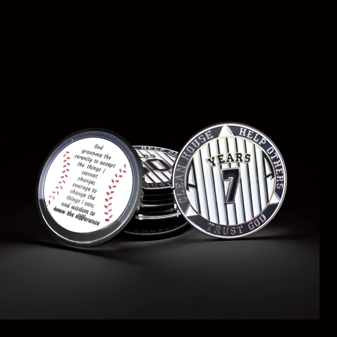 03 Year AA Medallion Pinstripe Alcoholics Anonymous Sobriety Chip with Coin Holder - Perfect for Recovery Milestones, Meetings & Personal Motivation