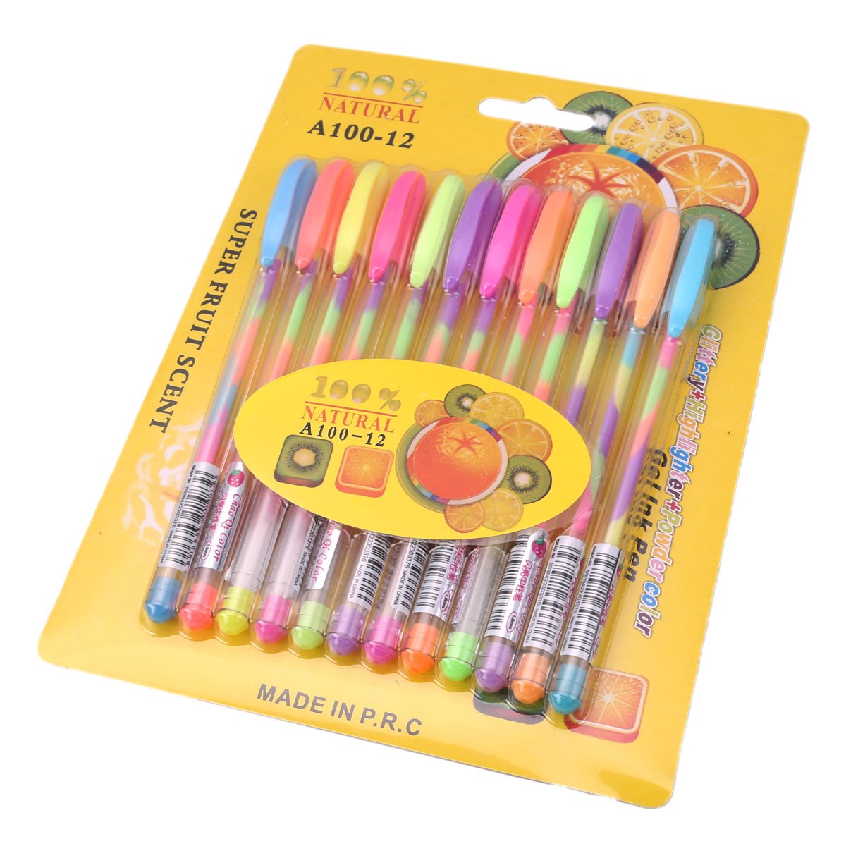 Zebratown 12-Color Discoloring Natural Fruit Scented Gel Ink Ballpoint Pens [1mm Fine Tip] - Perfect for Journaling, Note-Taking & Creative Writing