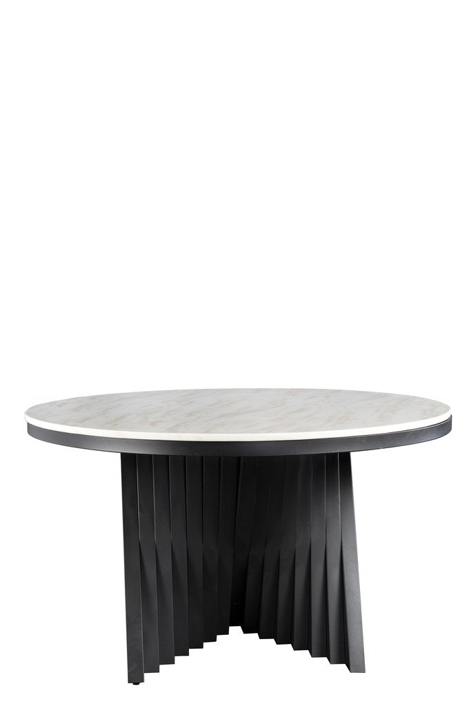 Elegant Off White Round Waterfall Dining Table Set for 6 - Perfect for Family Gatherings & Entertaining Guests
