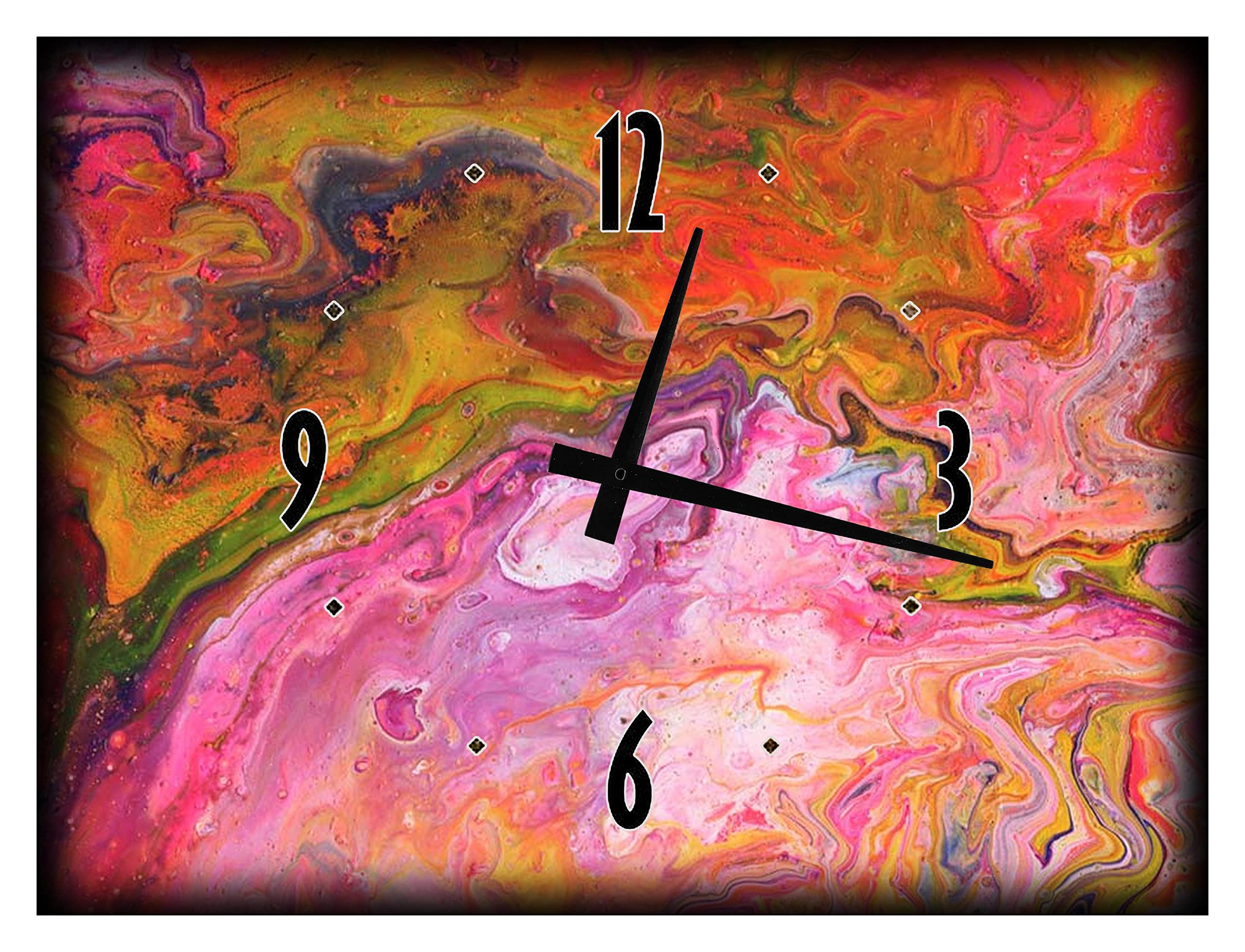 Abstract Efflorescence Wall Clock - 12x16 Inch Large Canvas Print for Home Decor, Living Room & Office Wall Art | Modern Silent Non-Ticking Clock for Bedroom, Kitchen, Dining Room